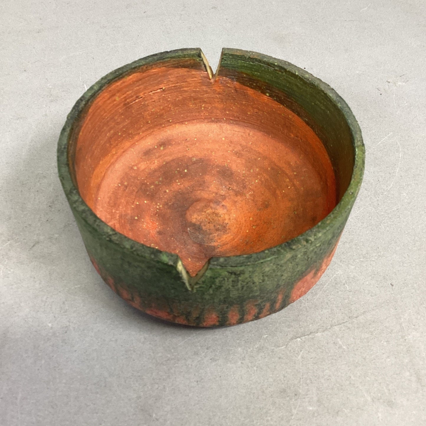 Set Of 2 Handmade Bowls (Glossy Blue & Orange/Green)