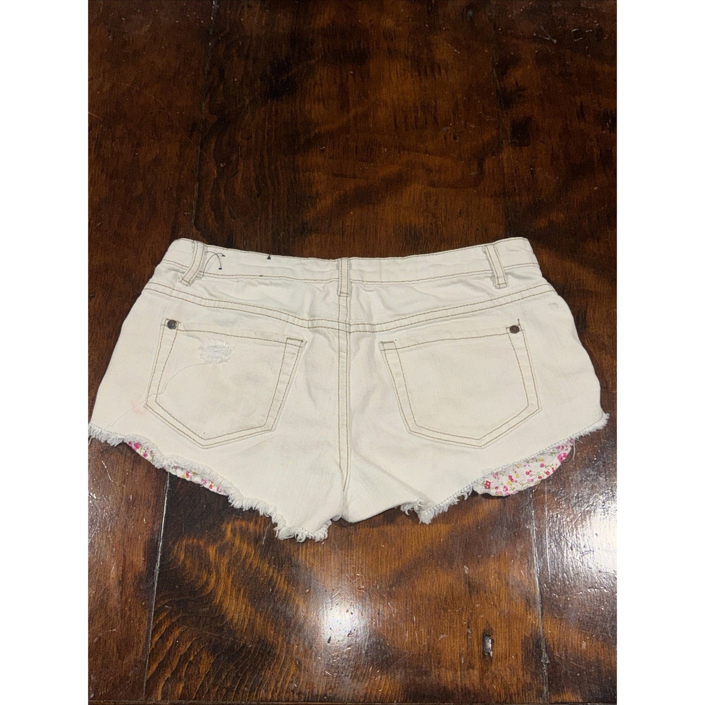 London Denim White Jean Shorts Junior Women 7 / 28 Low Rise Midi Short Blue