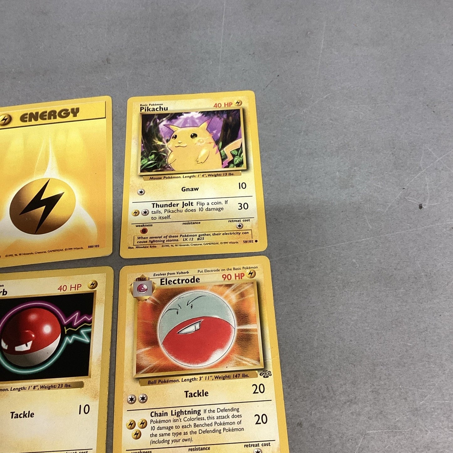 Lot Of 6 Pokémon Trading Cards - Energy, Pikachu, Electrike, Voltorb, Electrode
