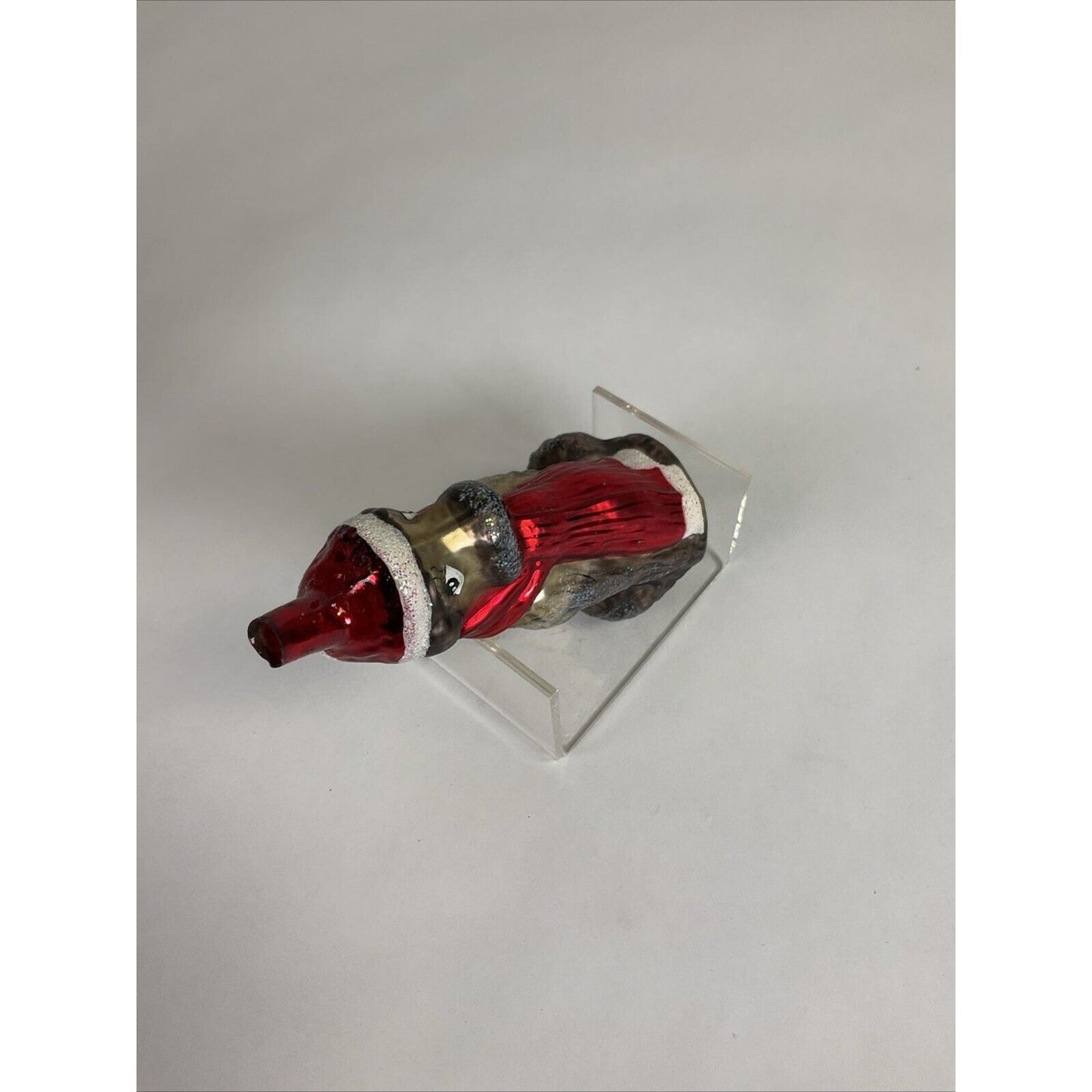 Christopher Radko Scarf Santa Dog Glass Ornament - Missing Topper