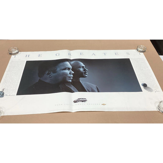 1997 THE GREATEST MUHAMMAD ALI MICHAEL JORDAN POSTER 38x23” - CHEVY PROMO