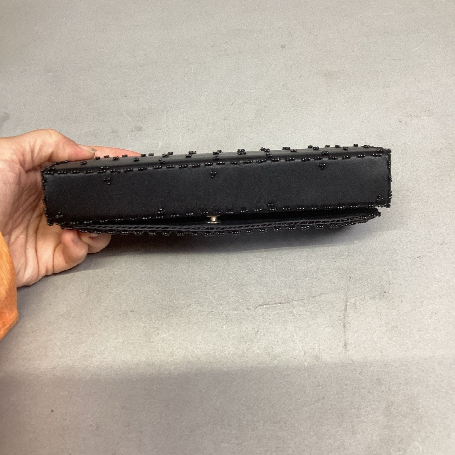 Schildkraut Handmade Black Beaded Floral Clutch Wristlet Wallet