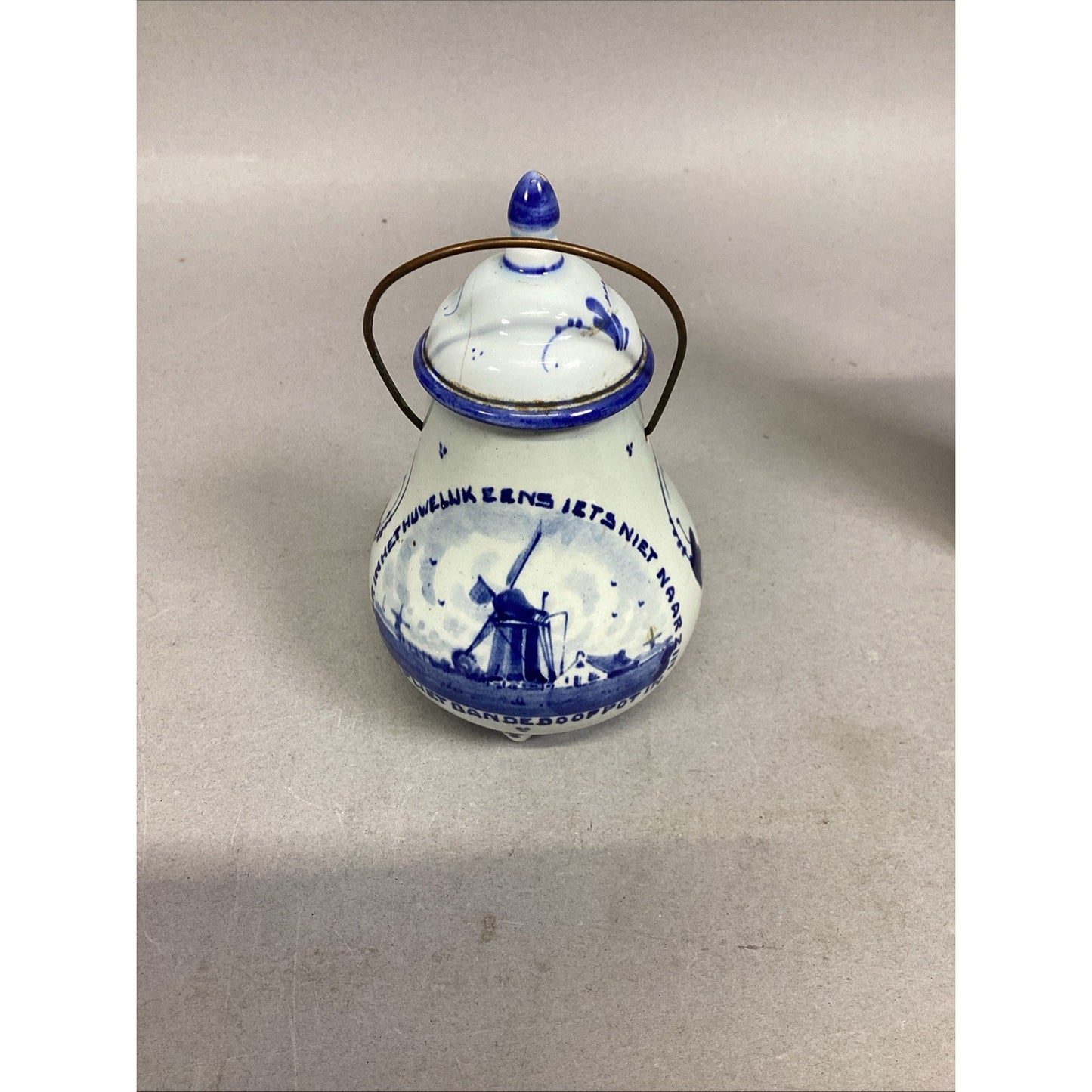 Delft Sugar Bowl, Jug, Bowl And Shoe Figurines - Made In Holland