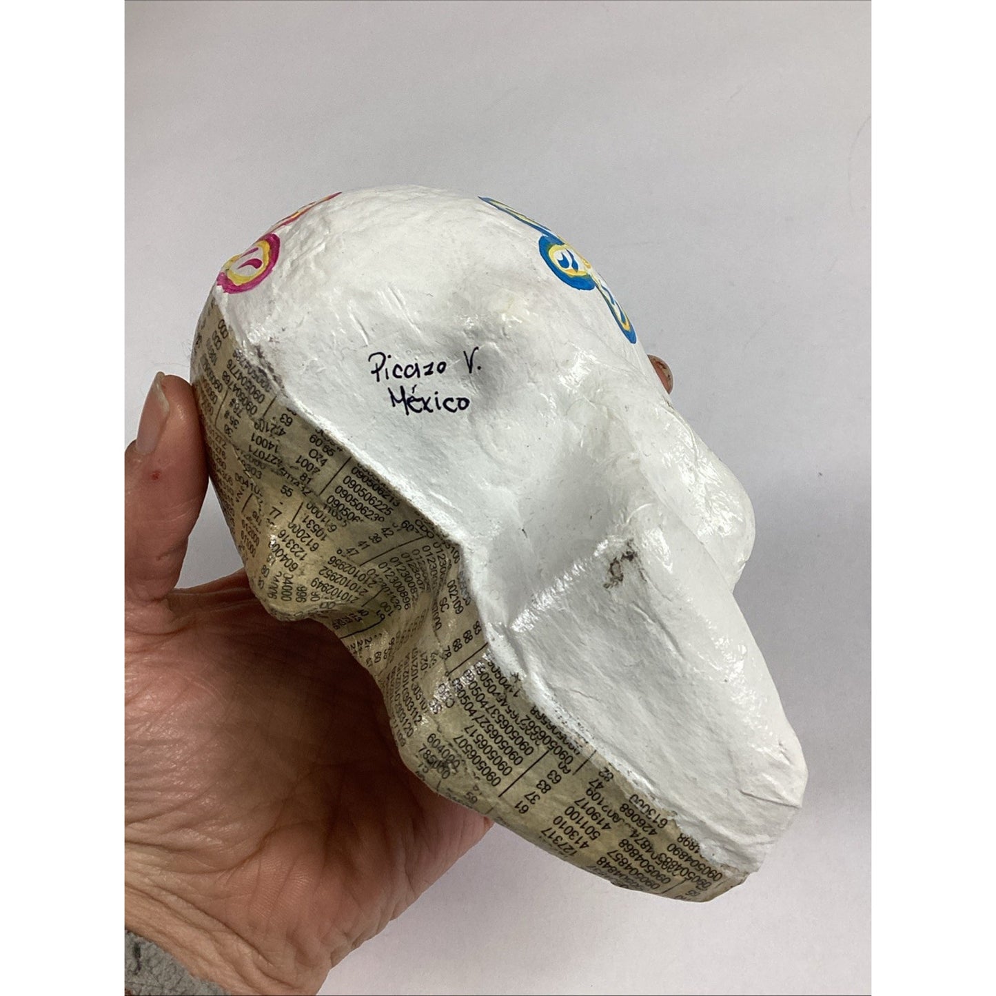 Vintage Papier Mache Floral Sugar Skull - Made In Mexico