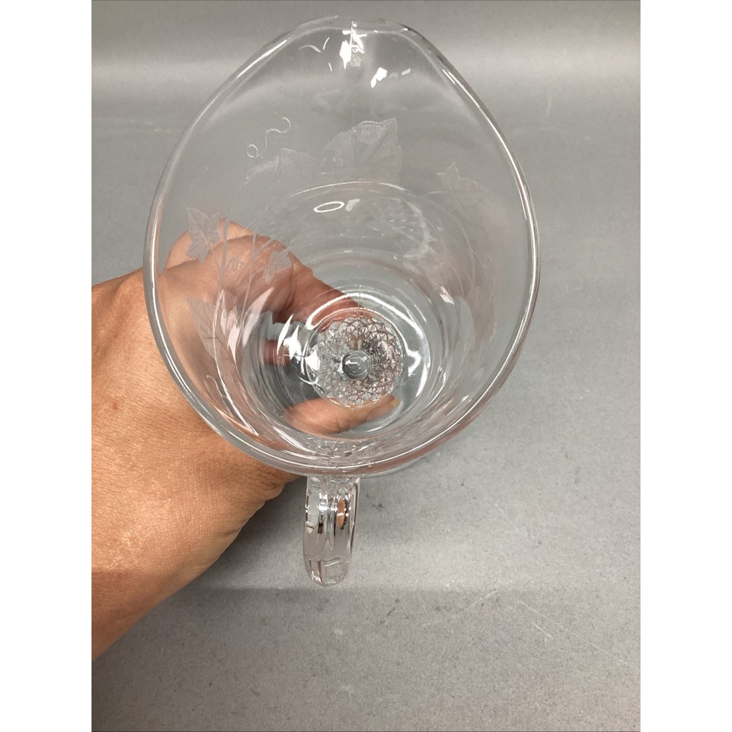 Vintage Glass Leaf Design Creamer And Sugar