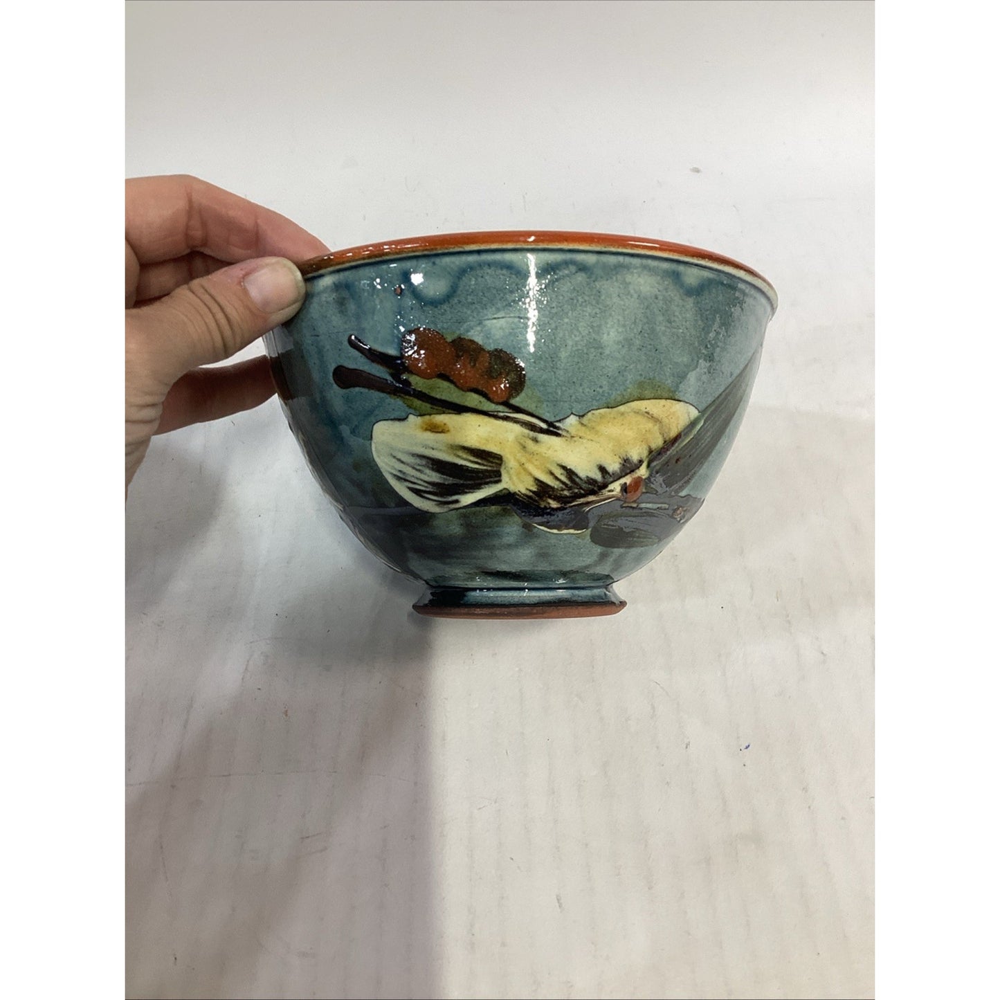 Lot Of 3 Hand Painted Glazed Pottery Bowls - 3.75”Hx6.5”D