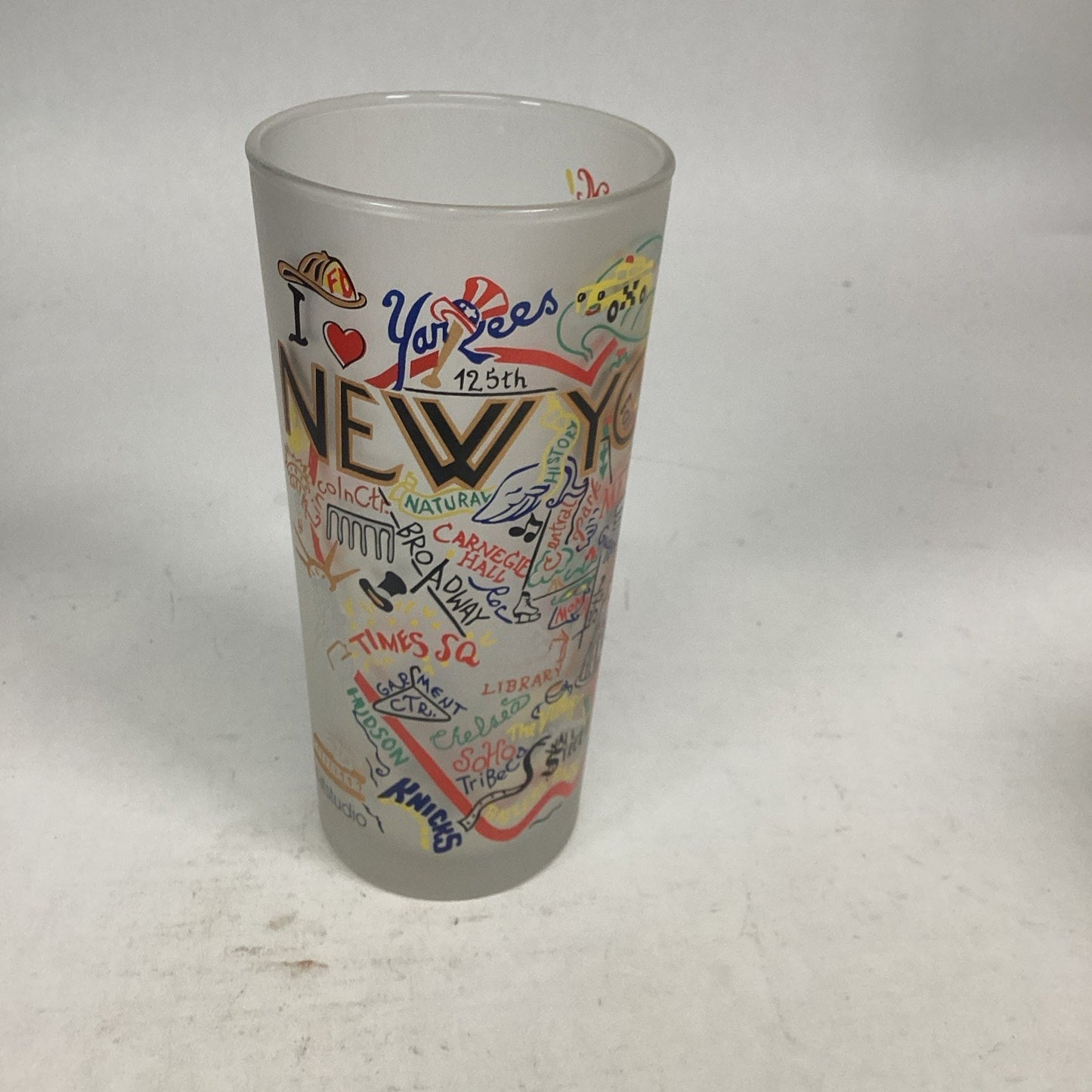 Set Of 3 Catstudio New York Frosted Glass Tumblers - Made In Thailand