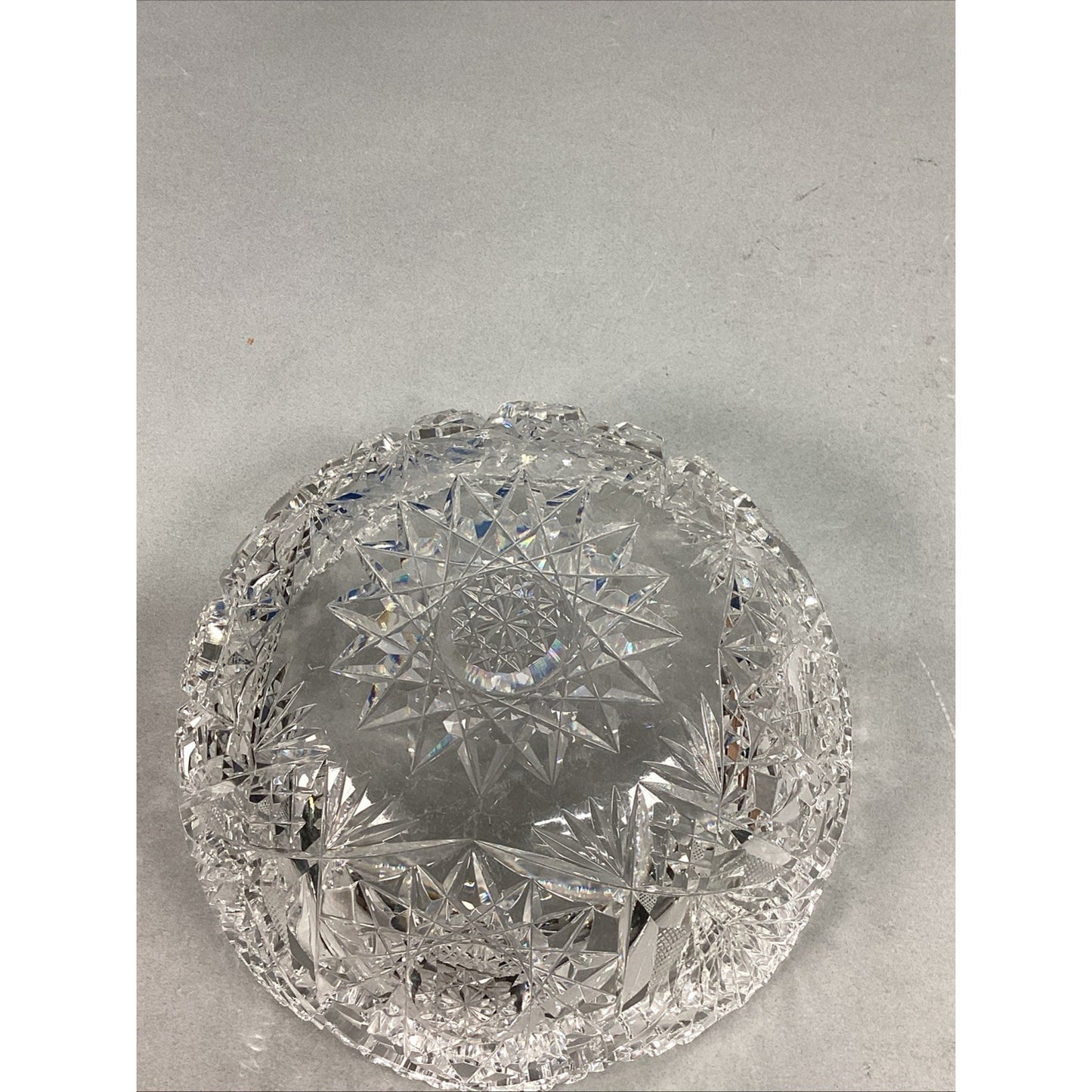 Set Of 2 Cut Glass Crystal Serving Bowls With Sawtooth Edging