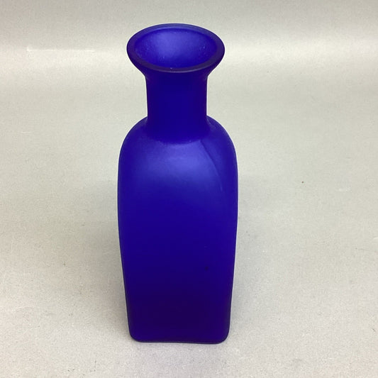 Frosted Cobalt Blue Glass Vase - 7.75”H