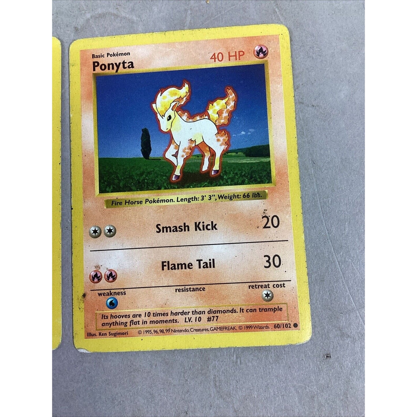 Set Of 2 Pokemon 1st Edition Base Set Shadowless Ponyta 60/102