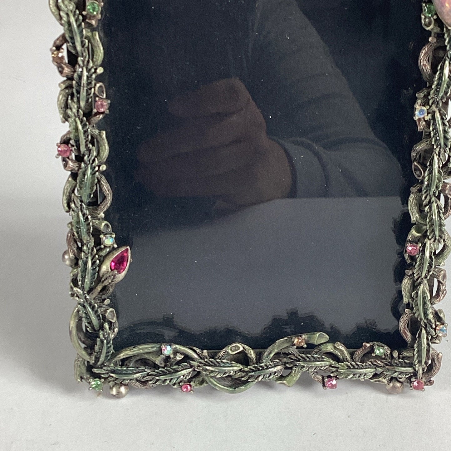 RJ Graziano Pink Floral Photo Frame With Multicolored Rhinestones - Italy