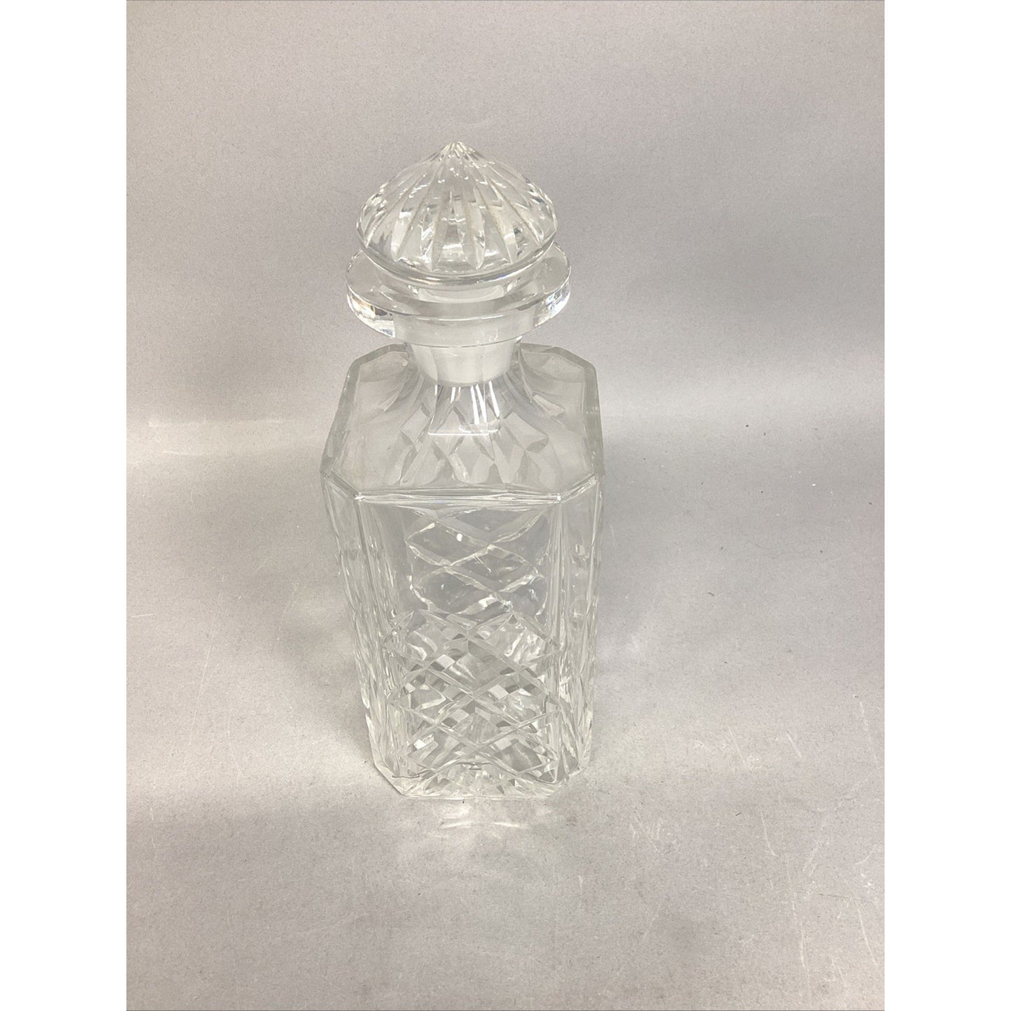 Vintage Heavy Lead Crystal Decanter With Stopper - 10”H