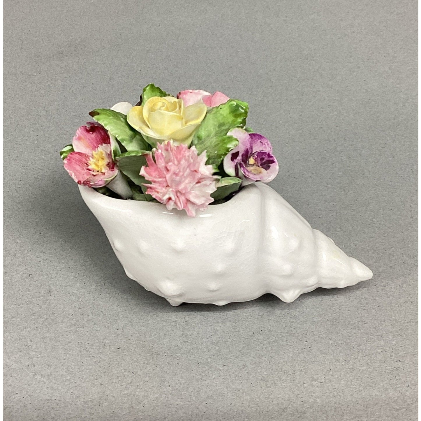 Vintage Royal Adderly Bone China Floral Bouquet Nestled in a Sea Shell - England