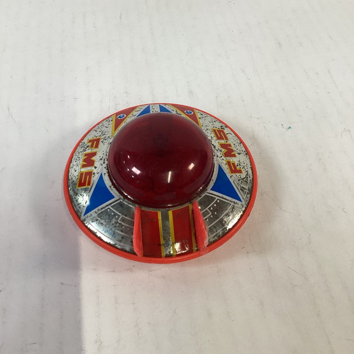 Vintage 1960’s Japanese Tin Litho Friction UFO Spaceship W/ Flashing Red Light