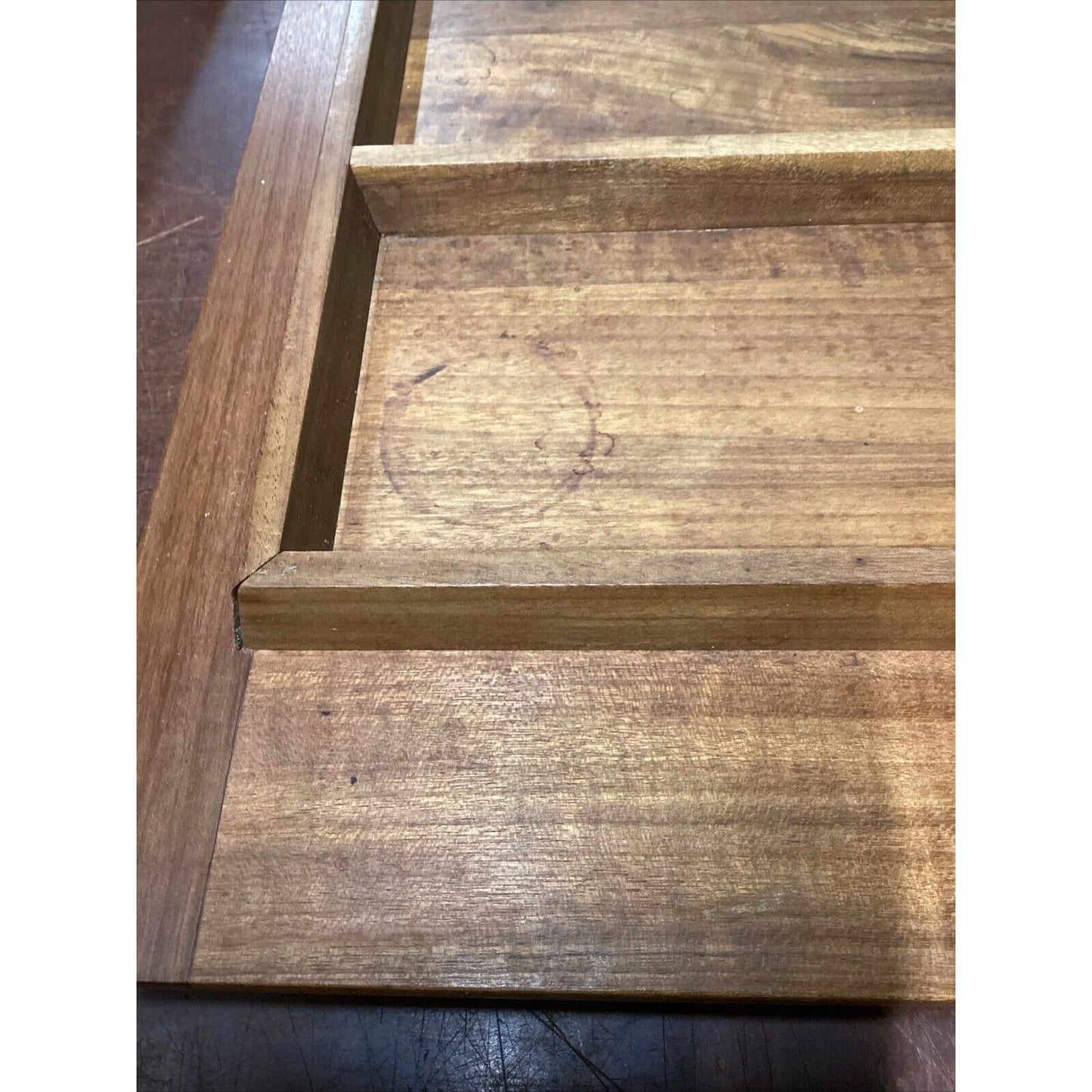 Vintage 3 Compartment Wooden Serving Tray - 25”x12”