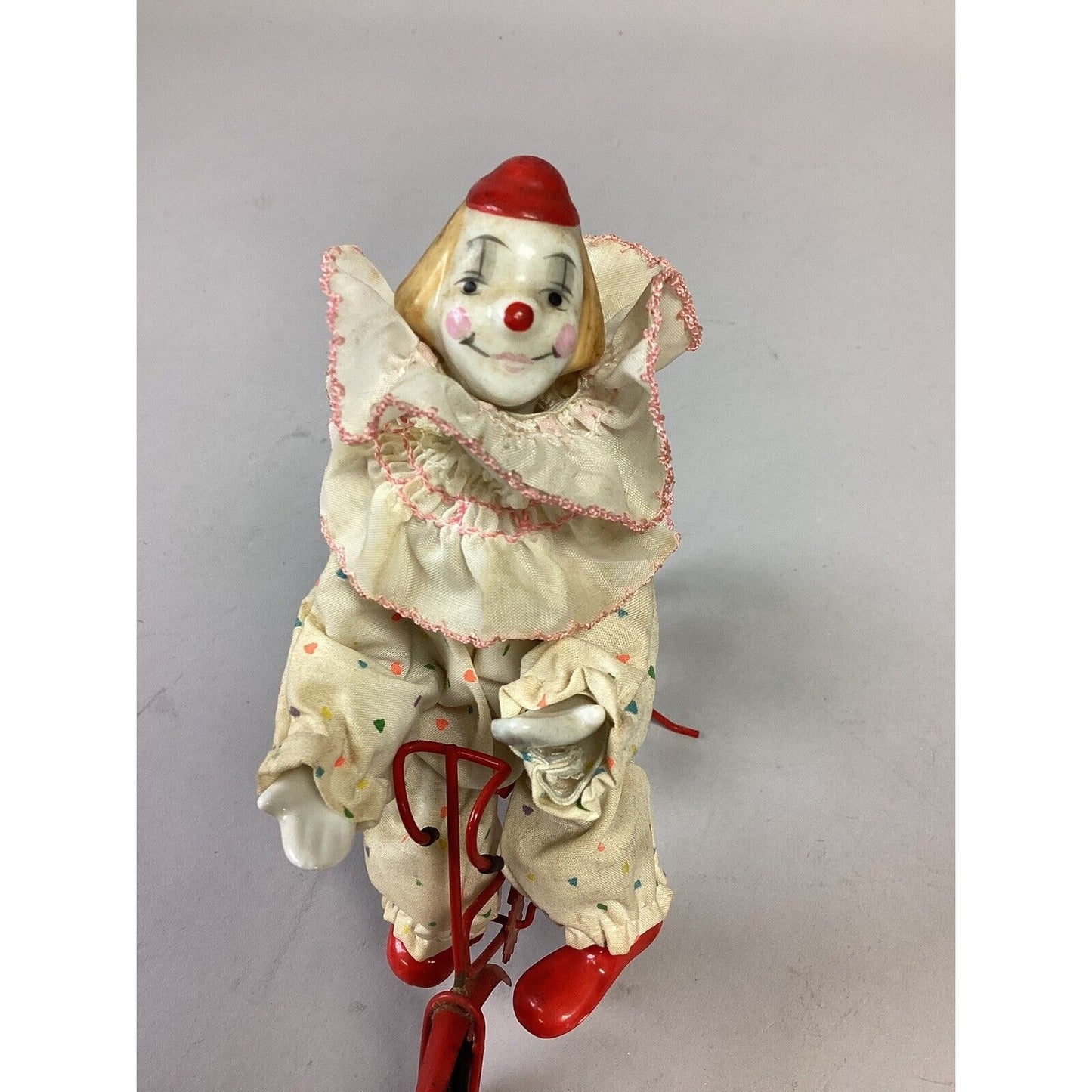 Vintage Enesco Porcelain Clown On Bicycle