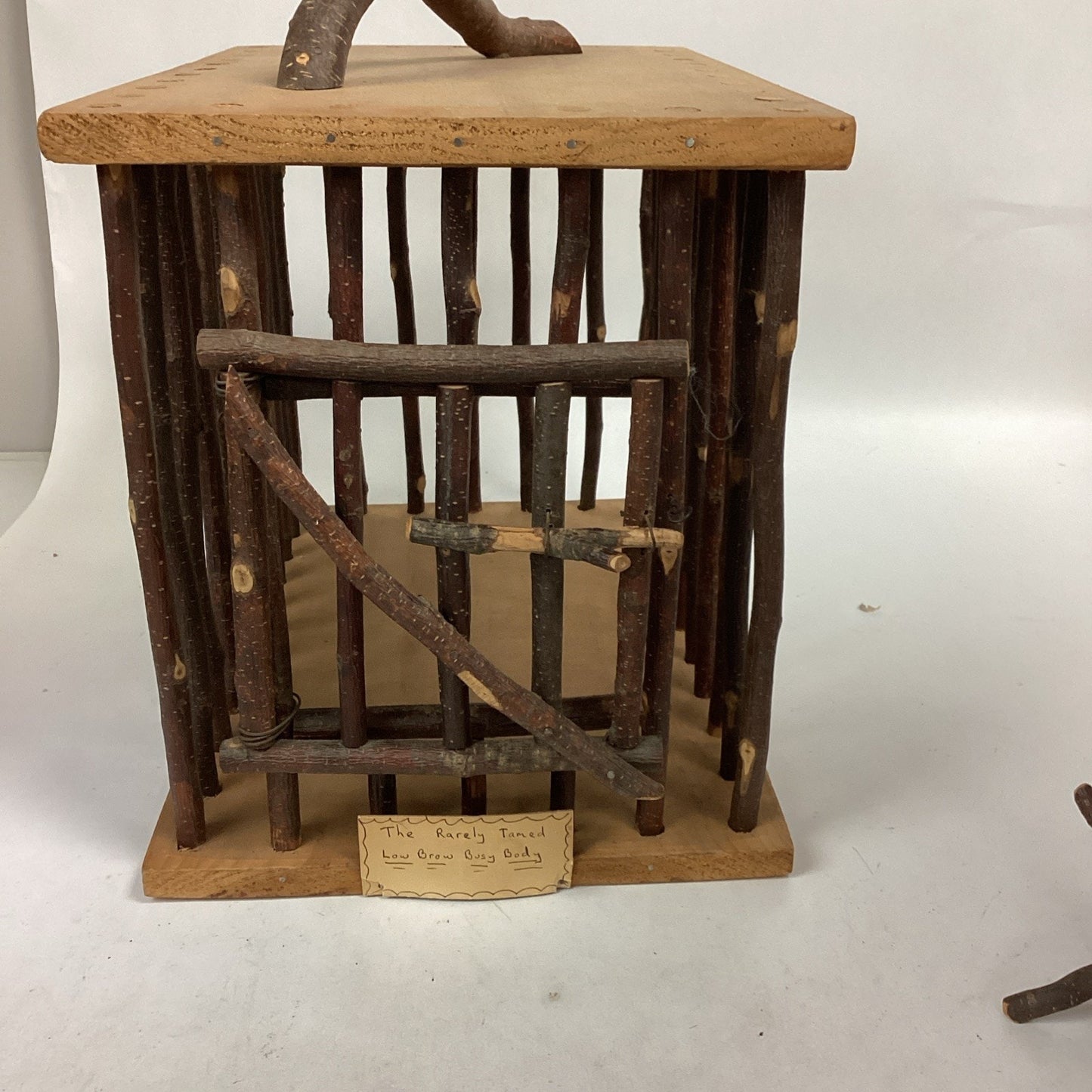 Handmade Wooden Cage With Carved Deer - Made By Wabi Wood Shop In Maine