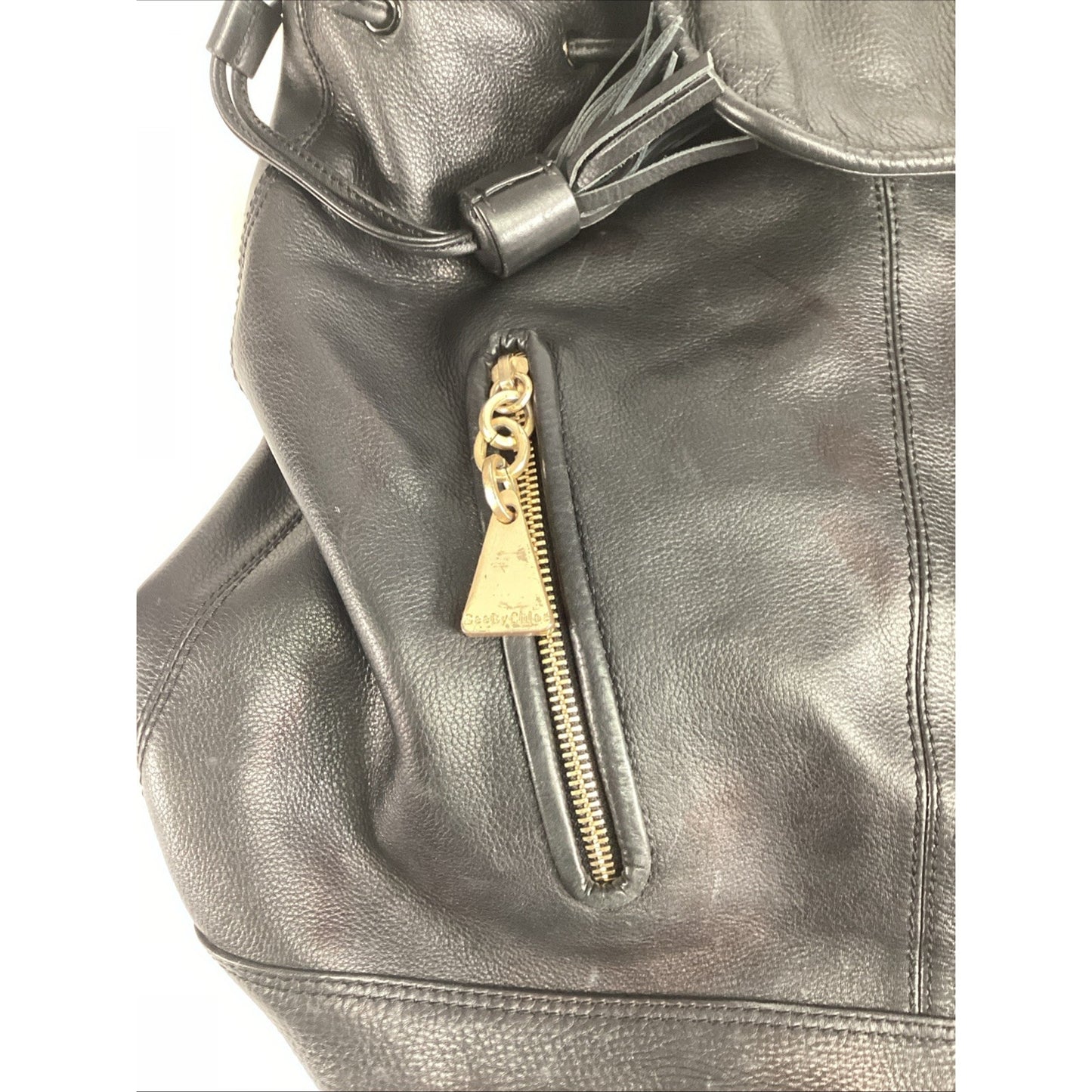 See By Chloe Black Leather Backpack With Dust Bag