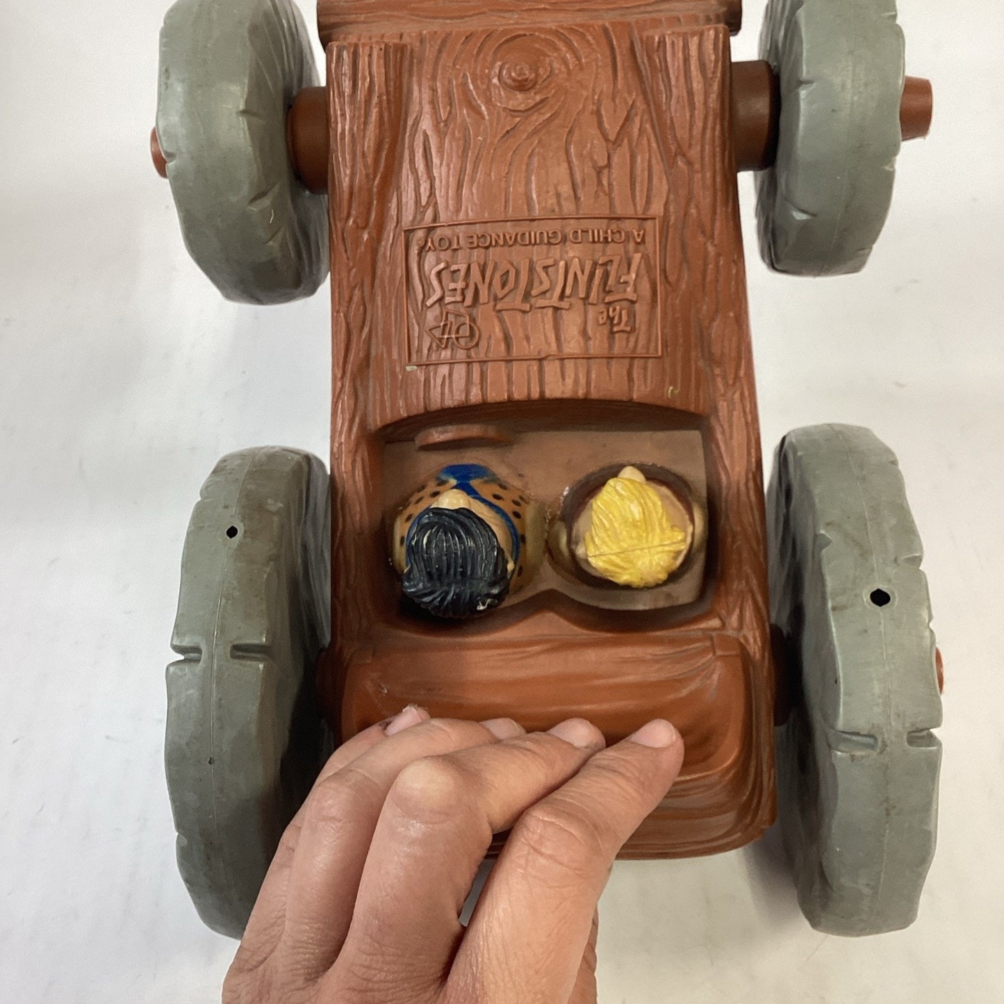 VINTAGE 1976 Flinstones Hanna Barbera Pull Flip Car Toy - Fred/Barney, Bam/Pebs