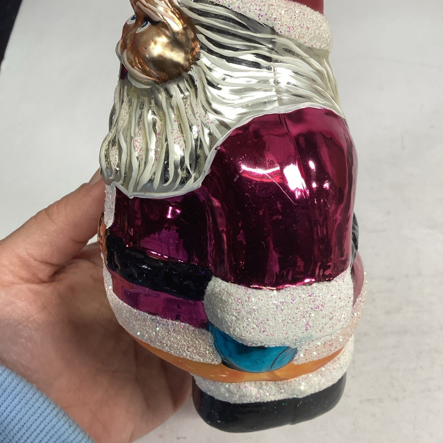 Vintage Christopher Radko “Round About Santa” Glass Ornament 6.5” 95-005-0