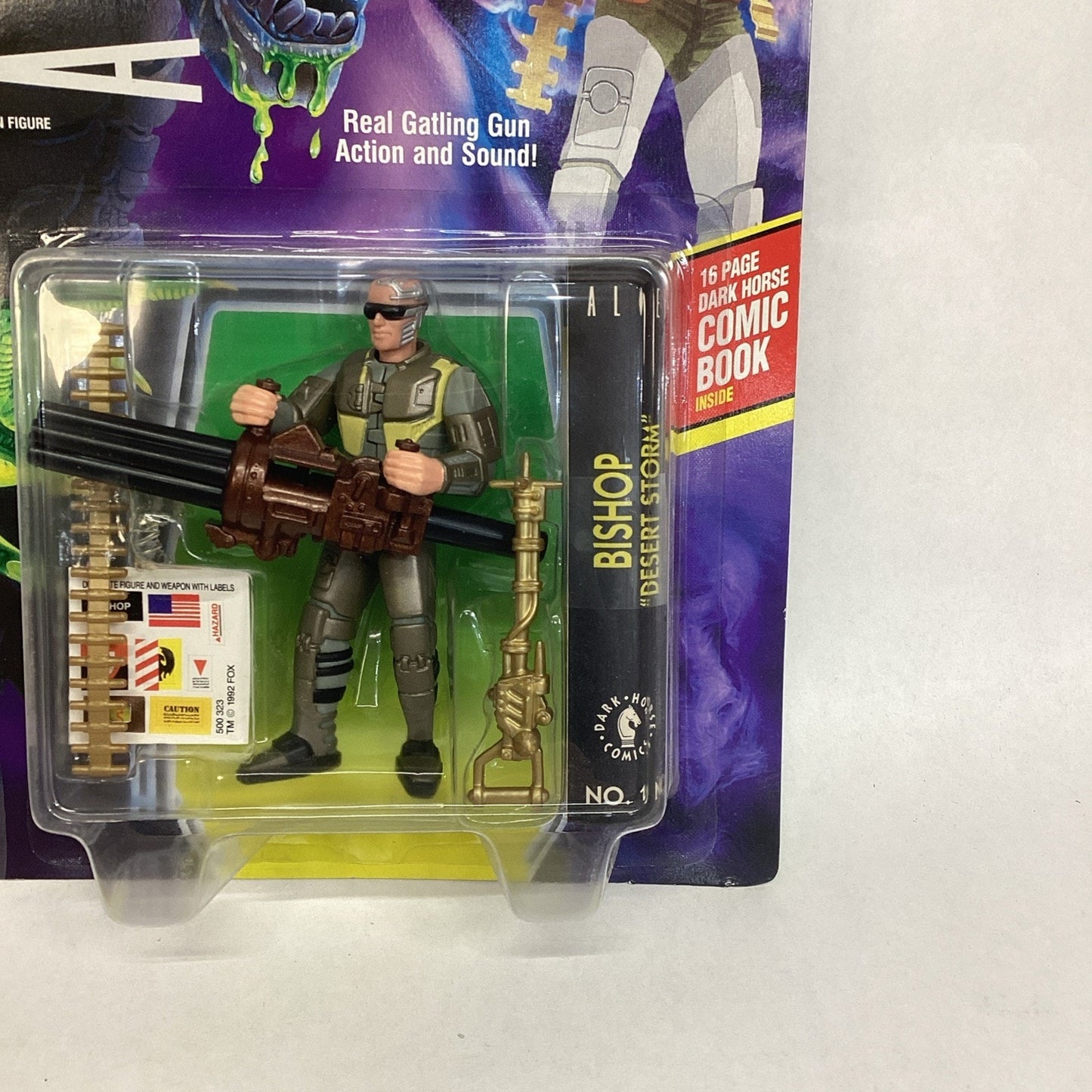 Aliens Bishop Android Space Marine w Gattling Gun Action Figure 1992 NOS