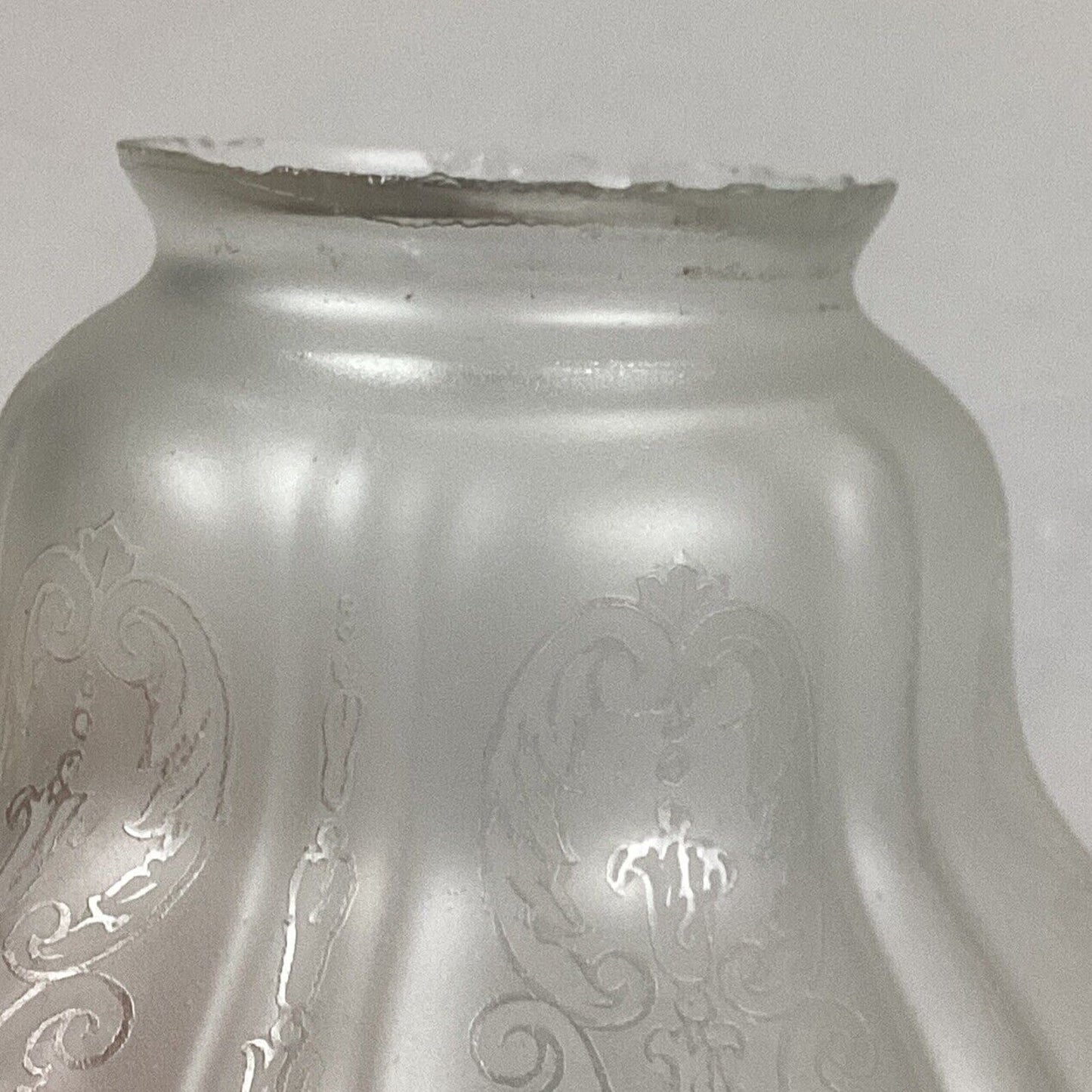 Antique Frosted Etched Glass Lamp Shade - 4.25”Hx4”D