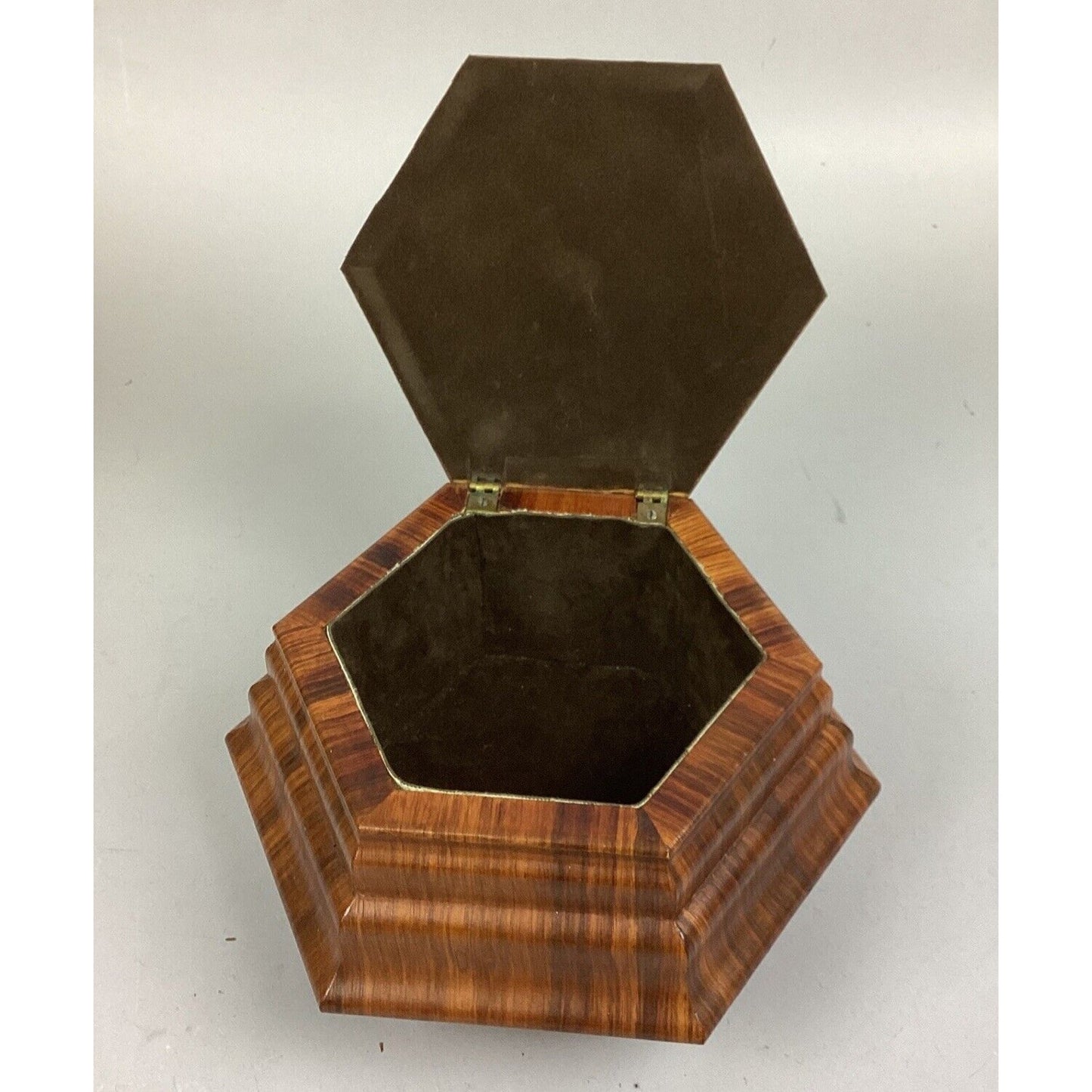 Vintage Wooden Geometric Shaped Jewelry Box - 6”