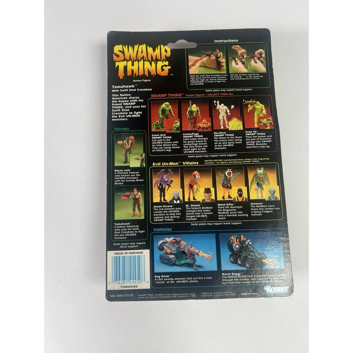1990 Kenner Swamp Thing “Tomahawk” w/ Crossbow Action Figure New on Card READ