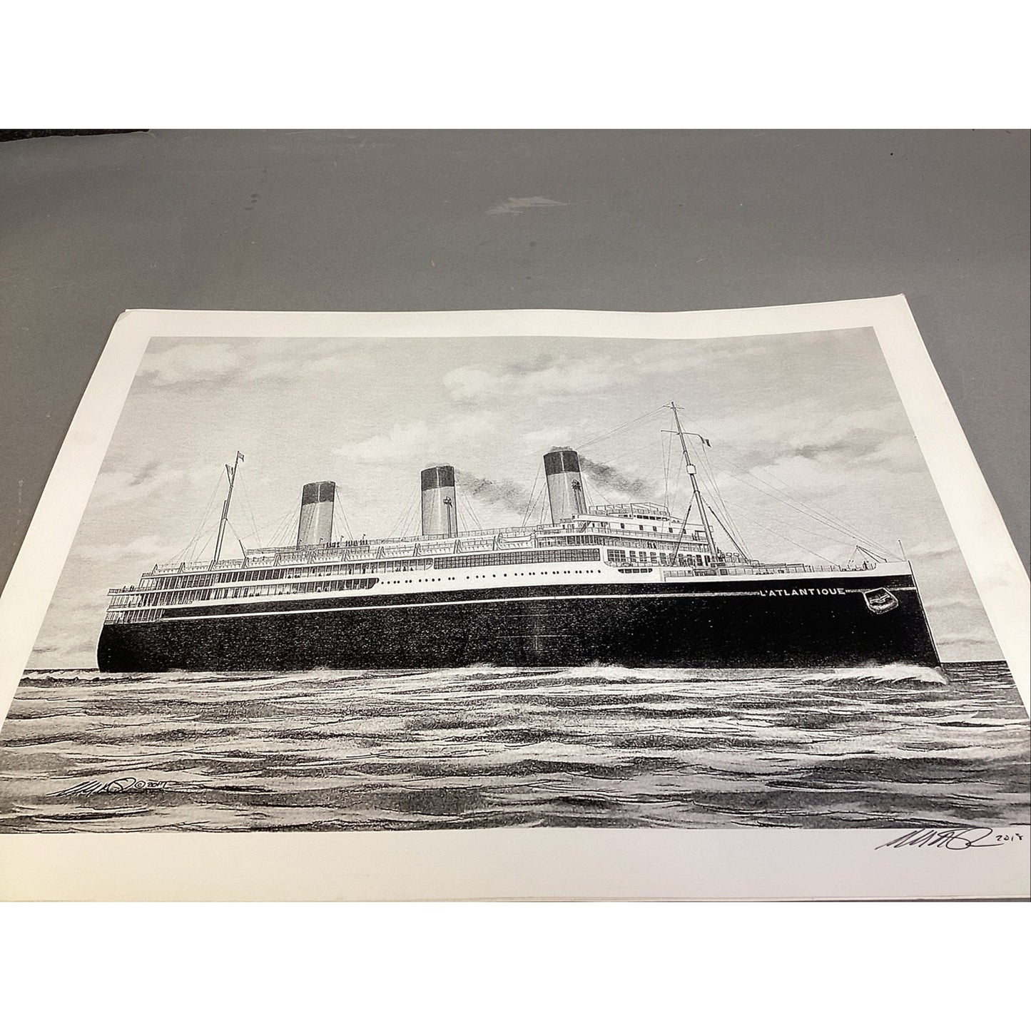 L’Atlantique Ship Art Print - 16x12” - Signed In 2018
