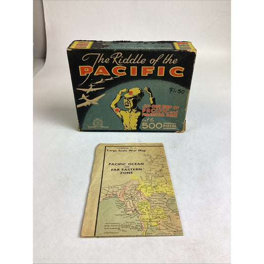 The Riddle Of The Pacific Jig-Saw Puzzle W/ Large Scale War Map - 1944
