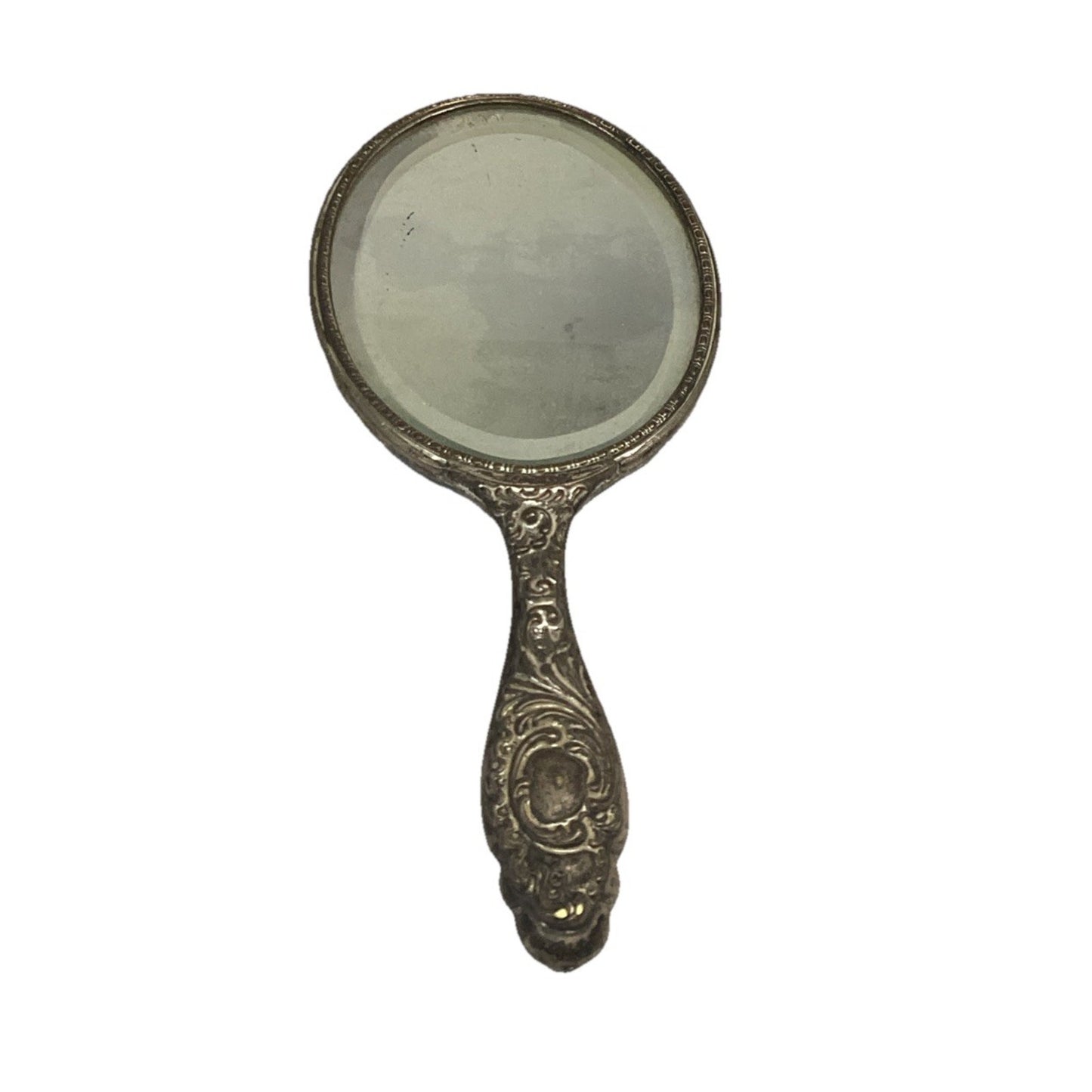 Antique Silver Plated Ornate Mirror - 6.5”L