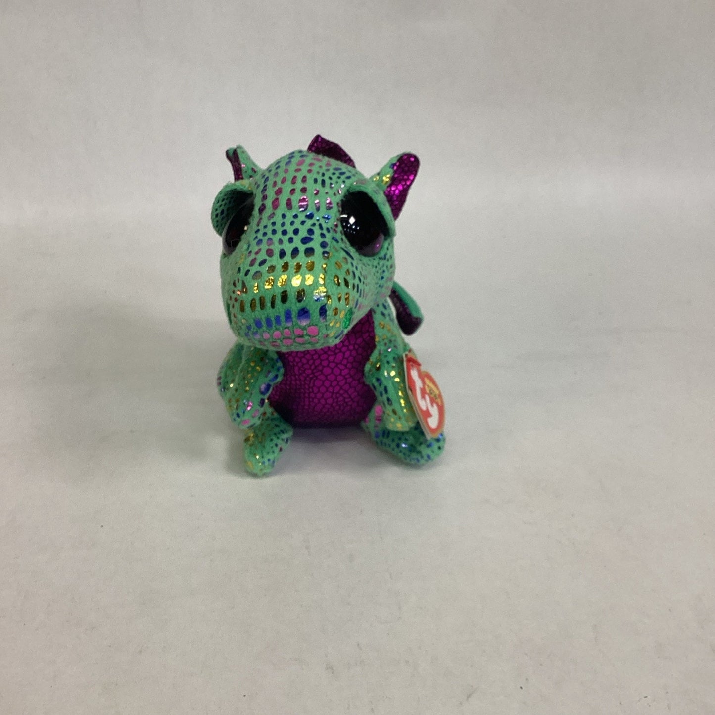Ty Beanie Boos Cinder the Green And Purple Dragon Plush Toy Collectible