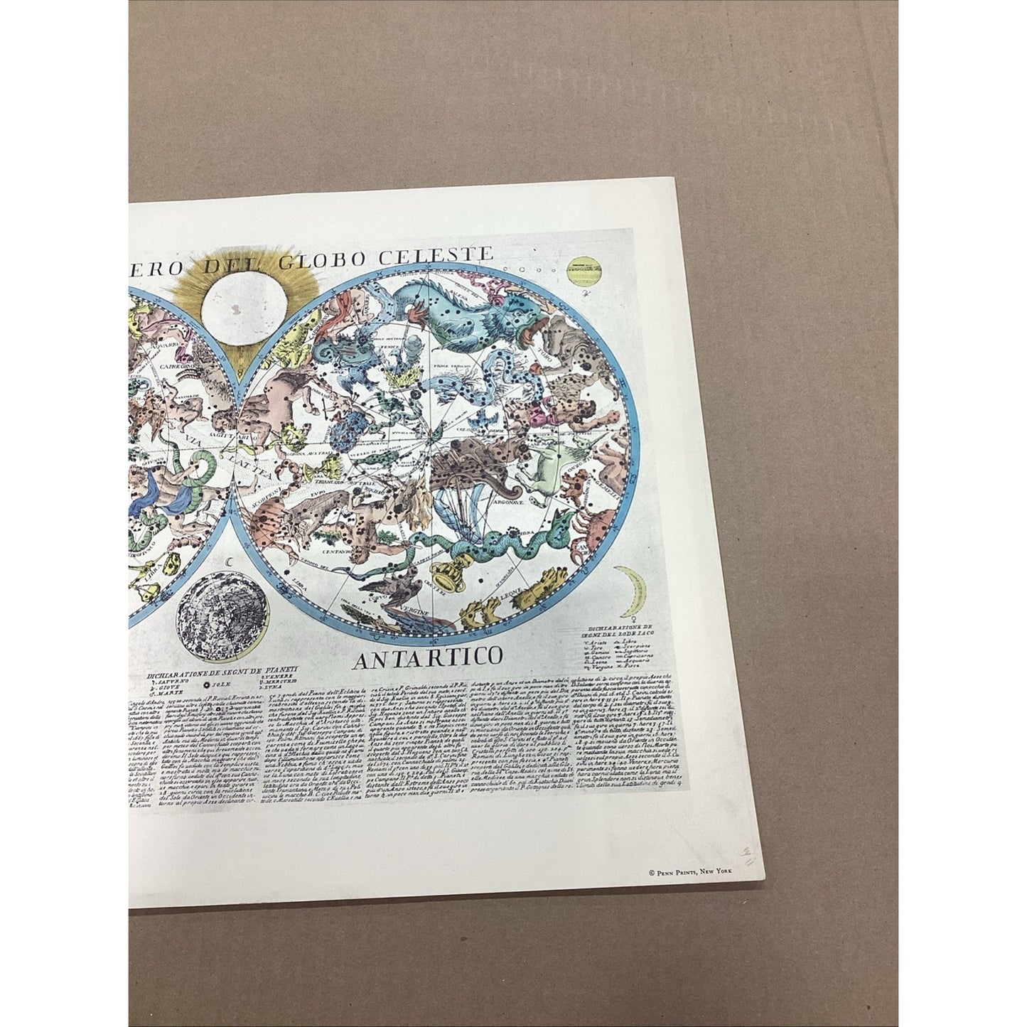 Map Of The Celestial Hemispheres - Artico & Antartico - 18x14” Art Print