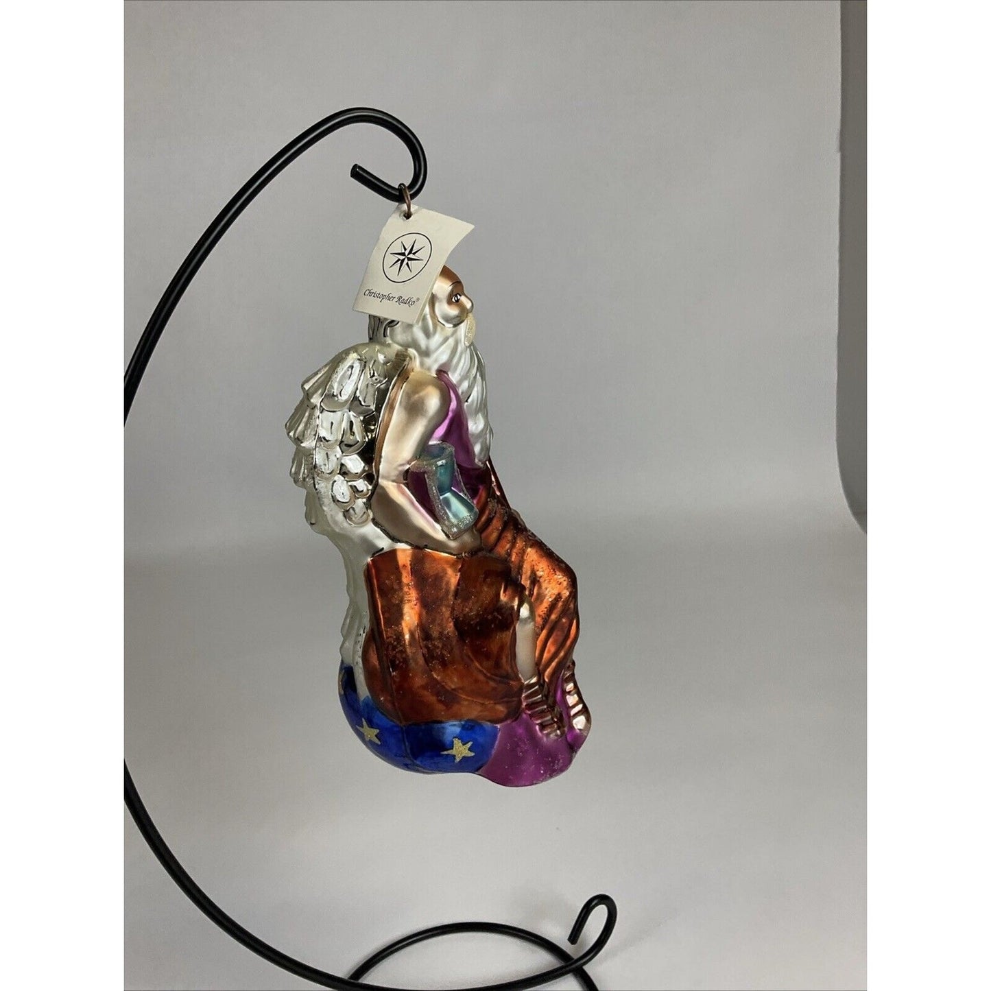 Christopher Radko Father Time Angel Glass Christmas Ornament w/ Tag