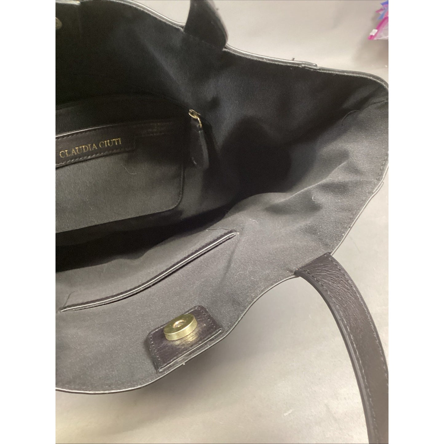 Claudia Ciuti Large Black Leather Shoulder Bag