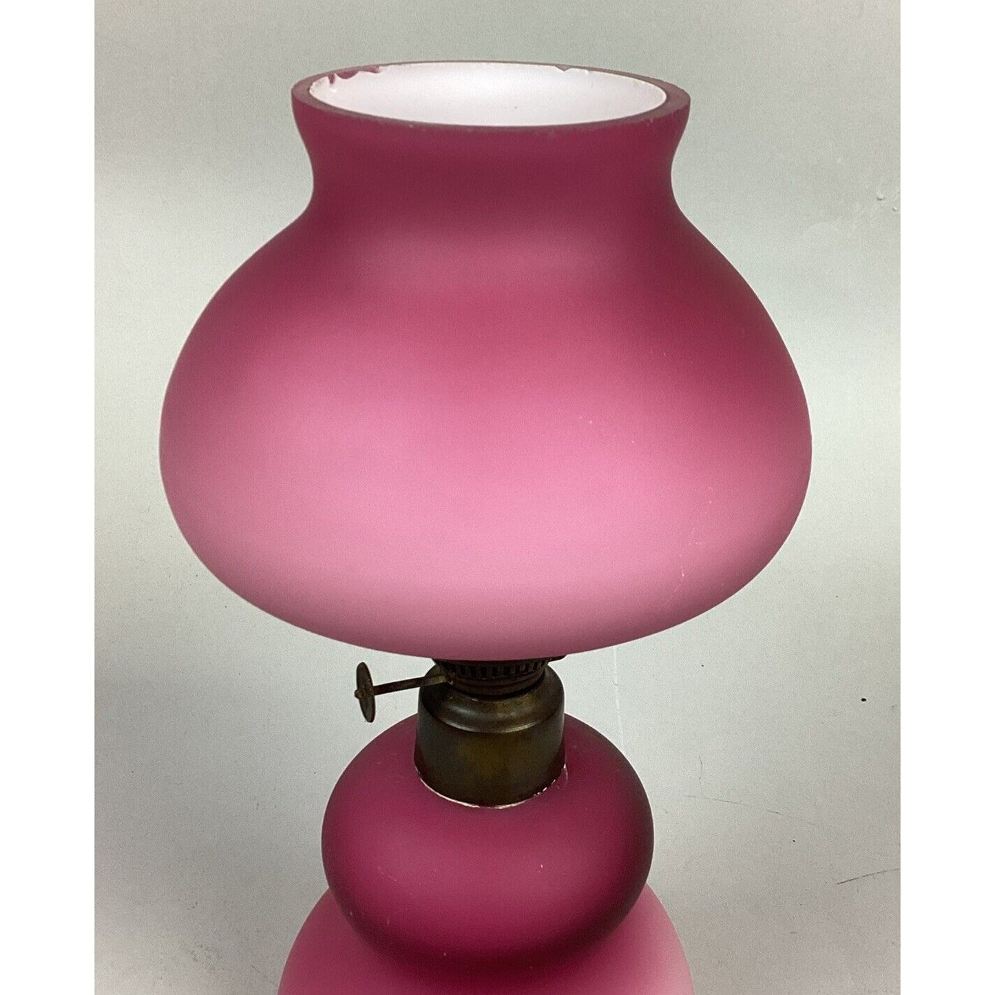 Antique Pink Gradient Peach Blow Kerosene Table Lamp - 10.5”H