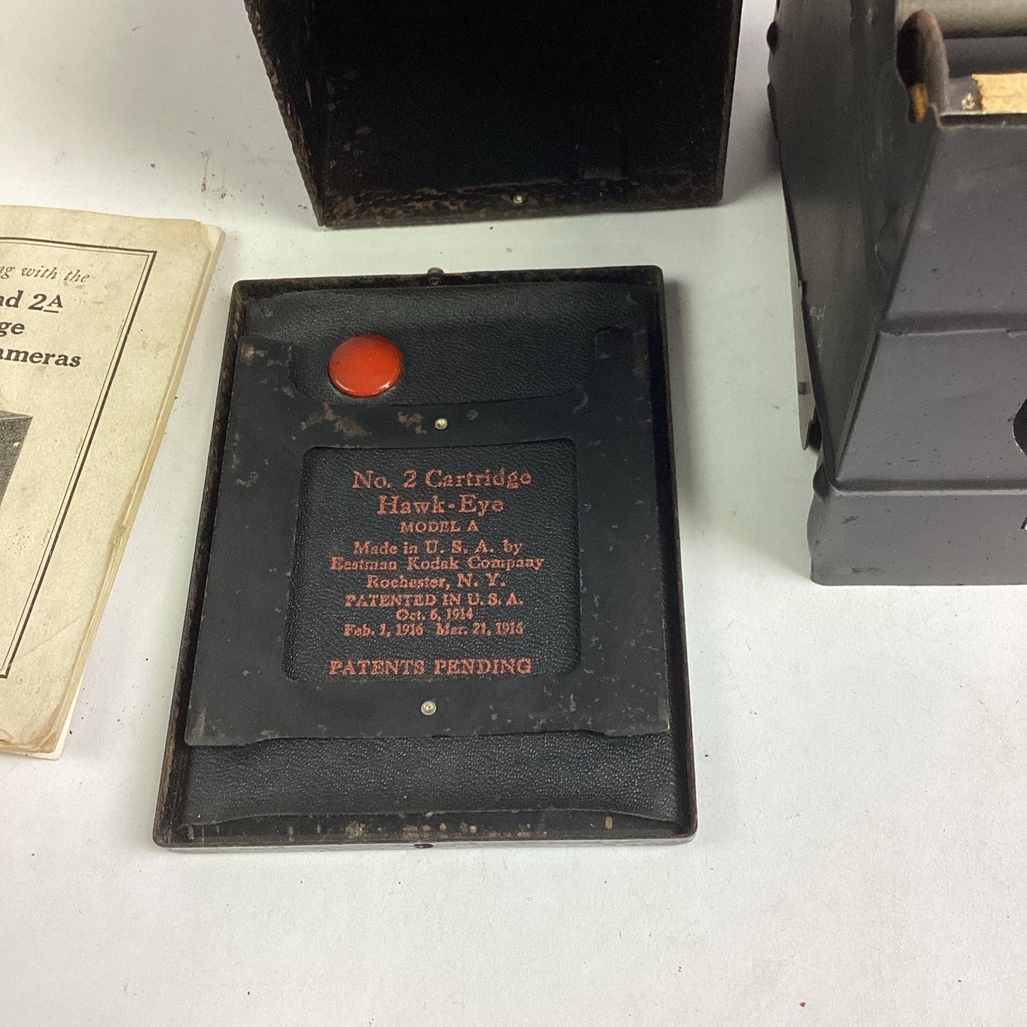 Vintage 1916 Kodak Cartridge Hawk-Eye #2 Box Camera With Manual