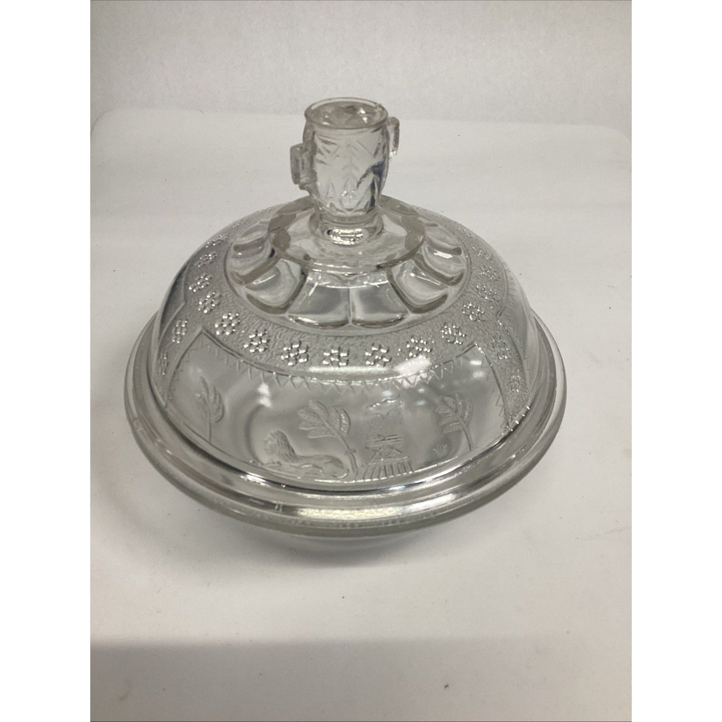 Antique EAPG Adams Glass SPHINX Egyptian Sphynx 50 Parthenon Covered BUTTER DISH