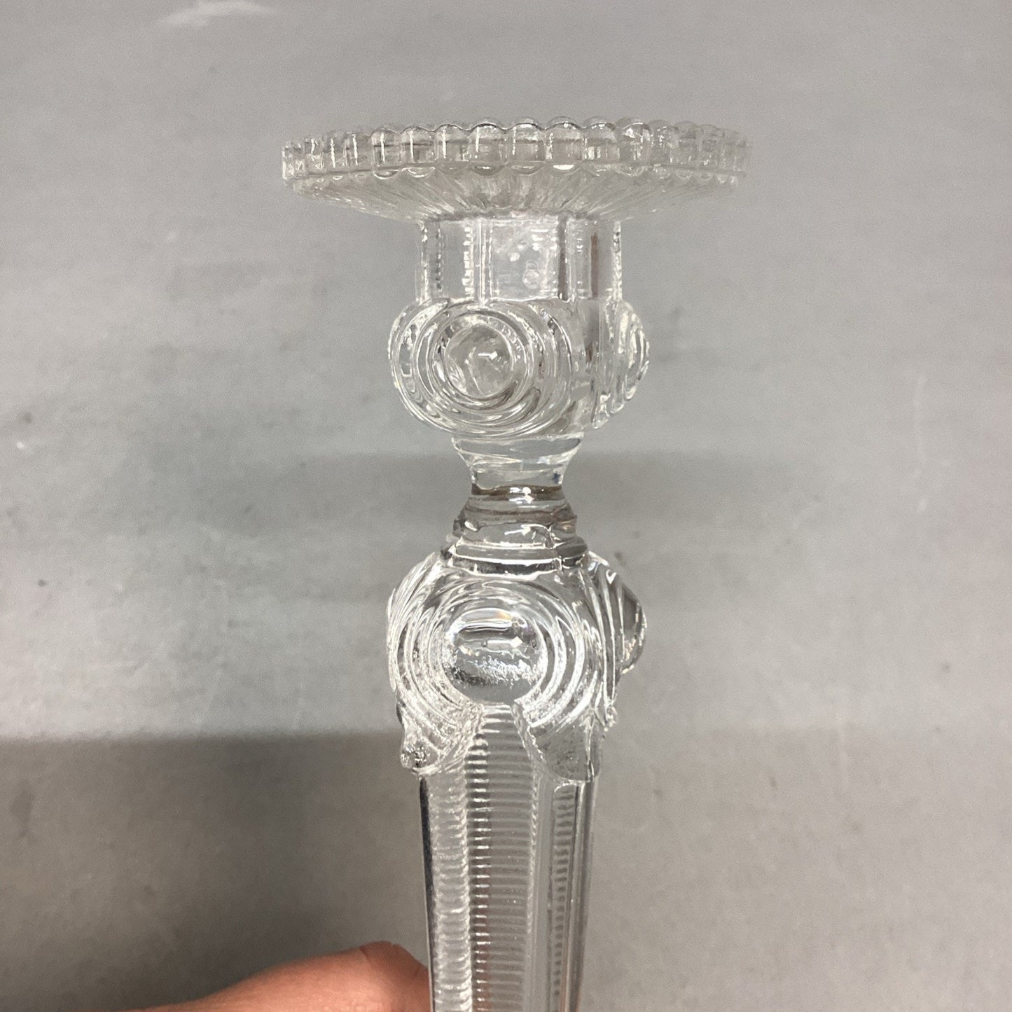 Elegant Antique Bayel Louis XV Candlestick 8.5" Clear Pressed Glass
