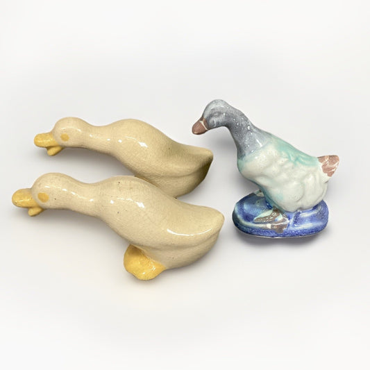 Set Of 3 Mid Century Ceramic Duck Figurines