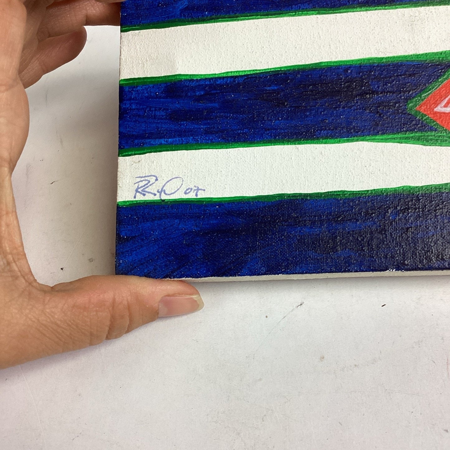 2 Handmade Hand Painted Canvas Flags