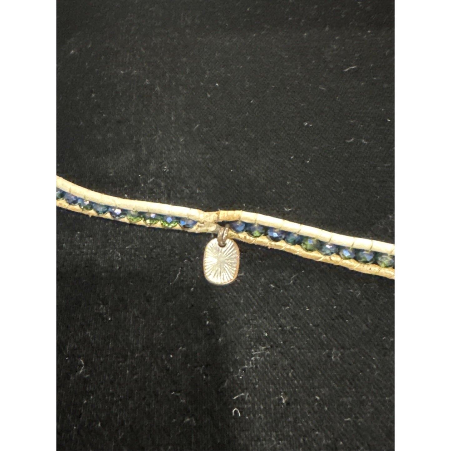 Leather Crystal Wrap Bracelet Choker Necklace 13”