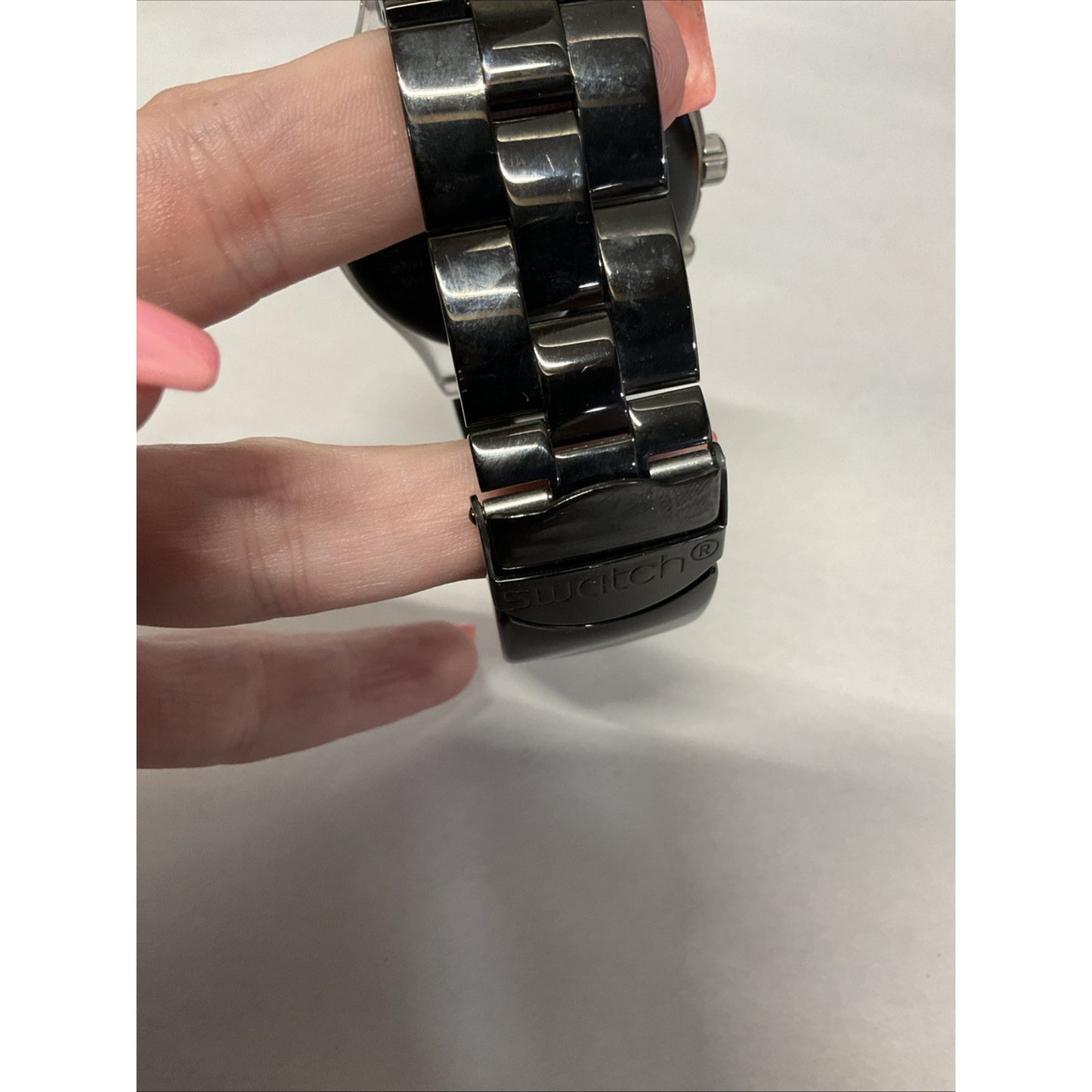 Swatch Irony Diaphane Chronograph Quartz Black Dial Stainless Steel Bracelet