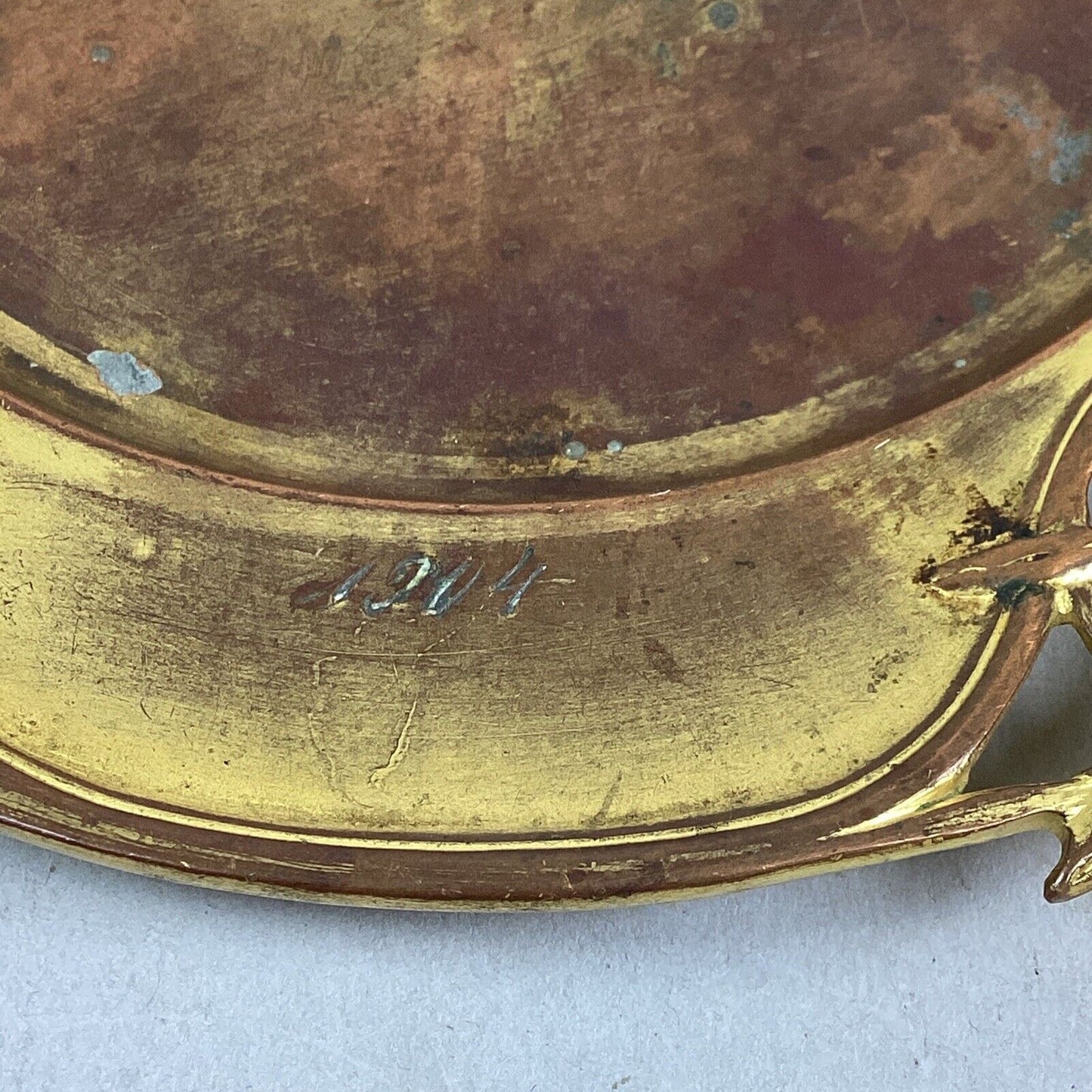 Antique 1904 Gold Colored Trinket Dish - 5.5”