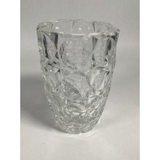 1930’s Saint-Louis French Crystal Centerpiece Vase W/ Facet Cut Design - Signed