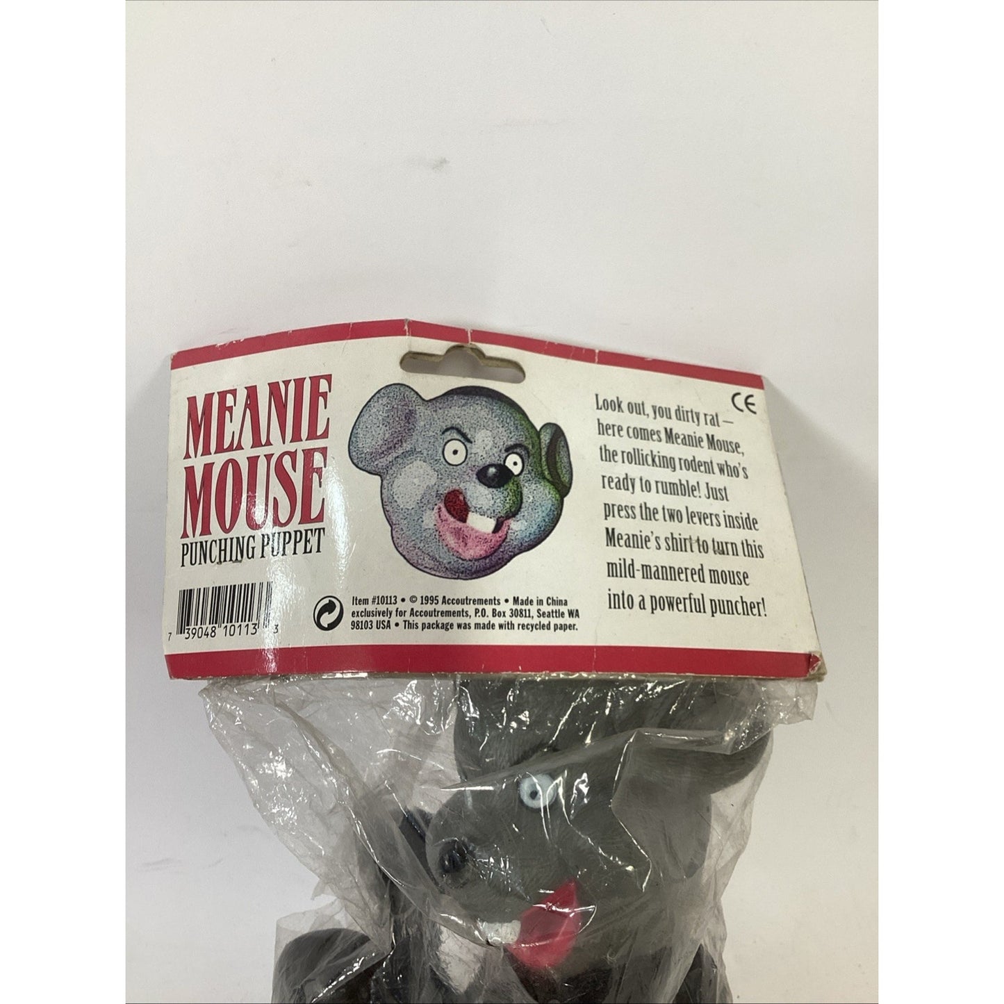 Vintage Rare NOS 1995 Meanie Mouse Punching Puppet - New In Plastic