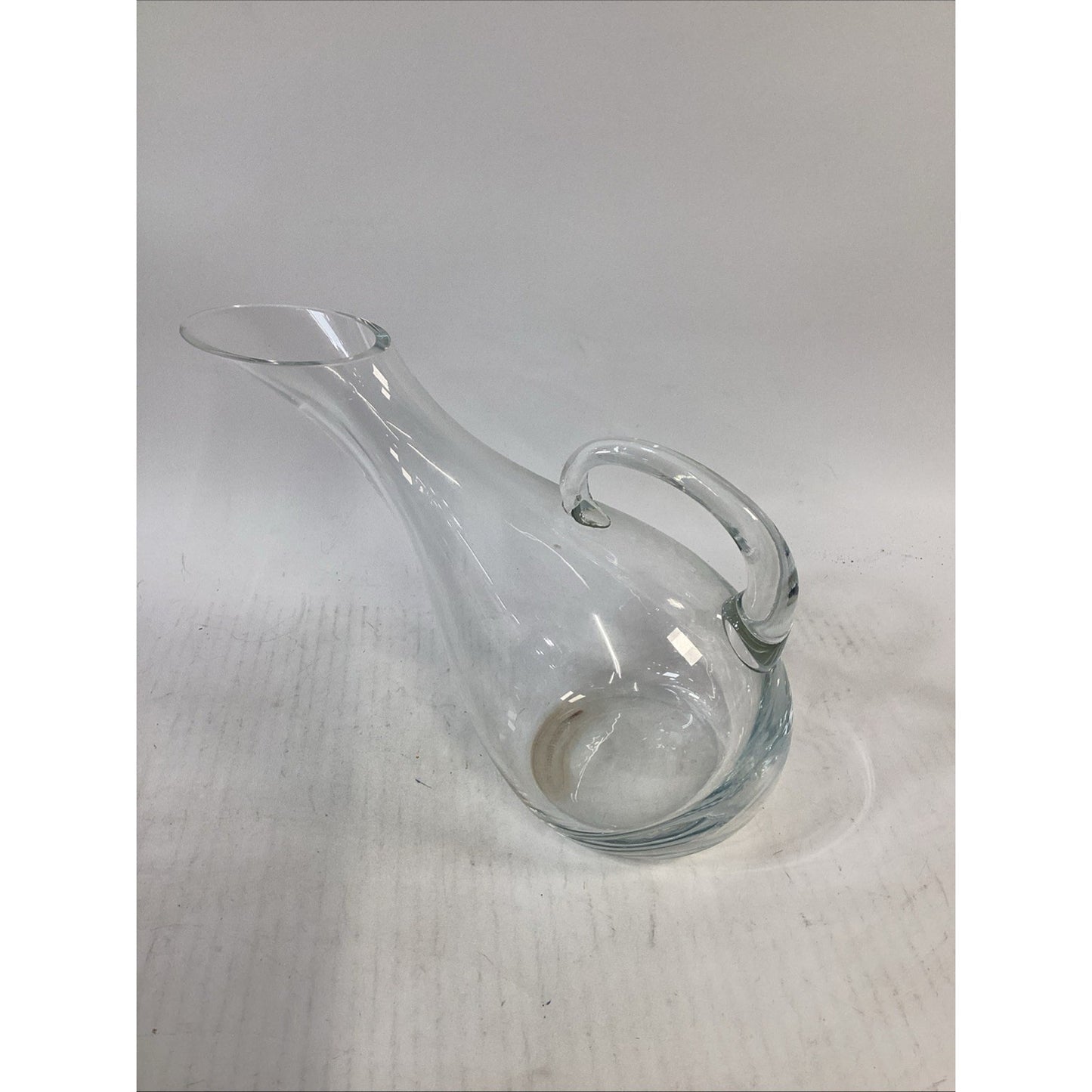 Vintage Bormioli Rocco Hand Blown Glass Pitcher With Handle – 13.5”L