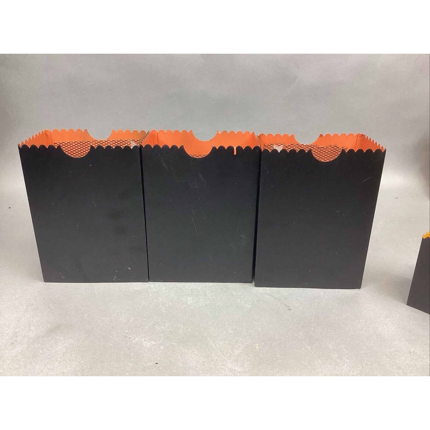 Set Of 6 Halloween Luminaries Lanterns & 3 Orange Candle Holders