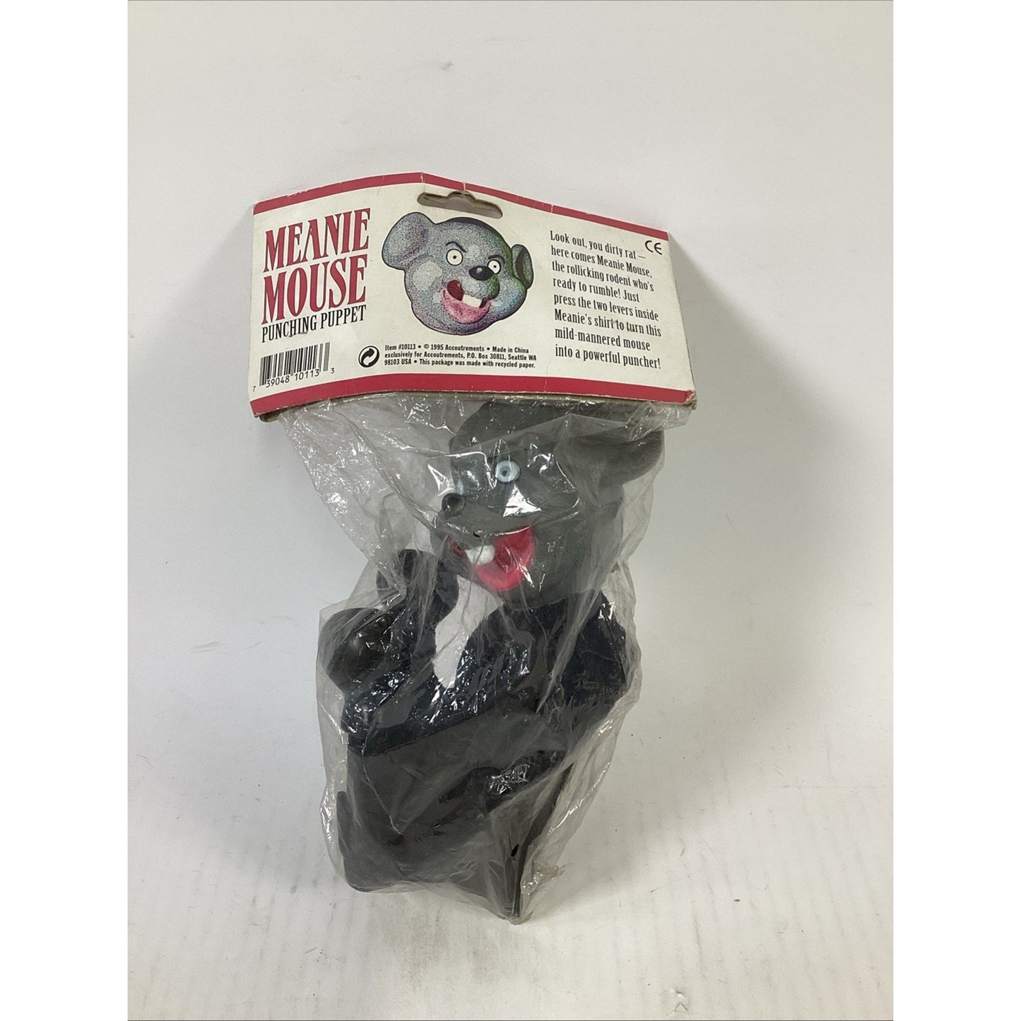 Vintage Rare NOS 1995 Meanie Mouse Punching Puppet - New In Plastic