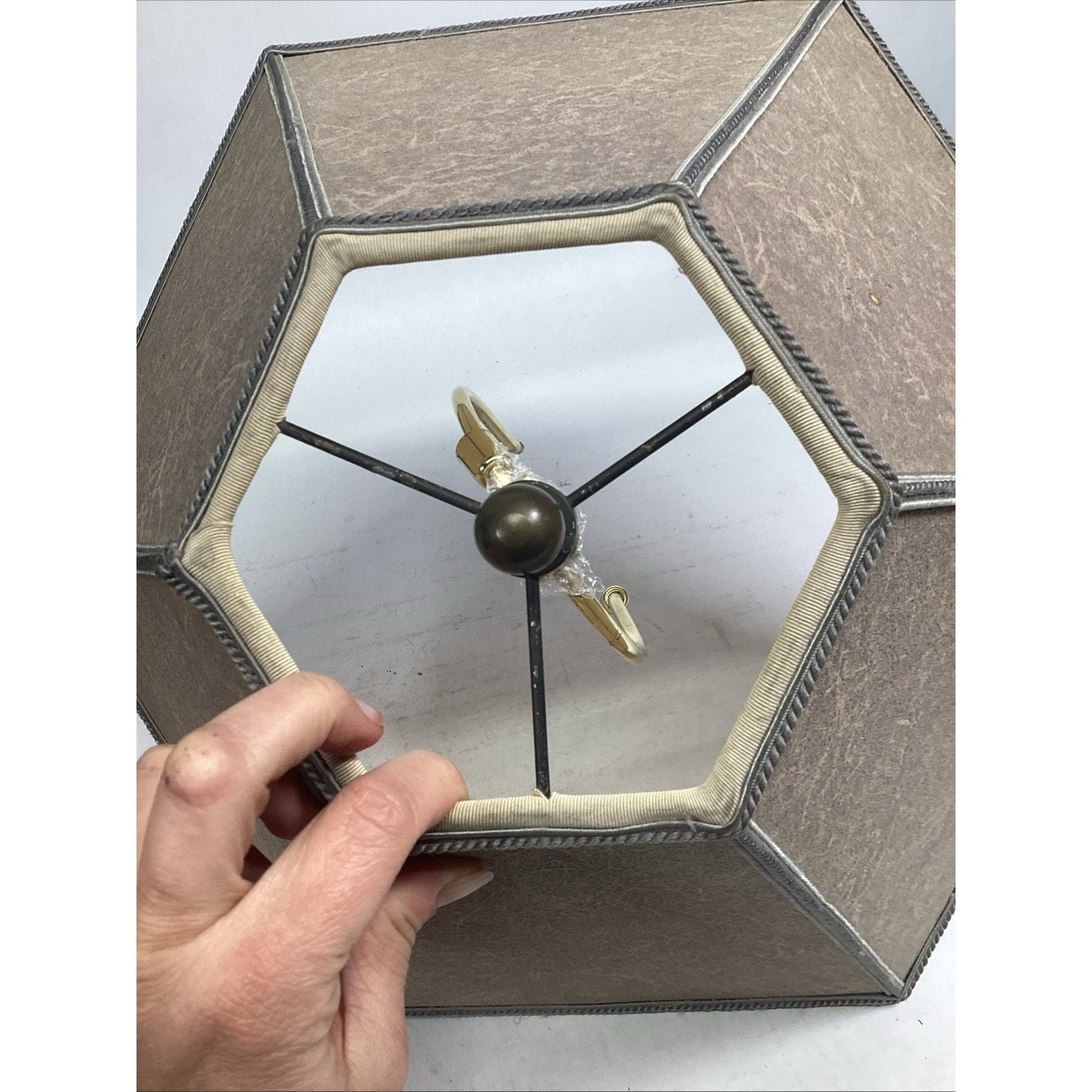 Vintage Textured Hexagon Lamp Shade - 8.5”Hx16.5”D